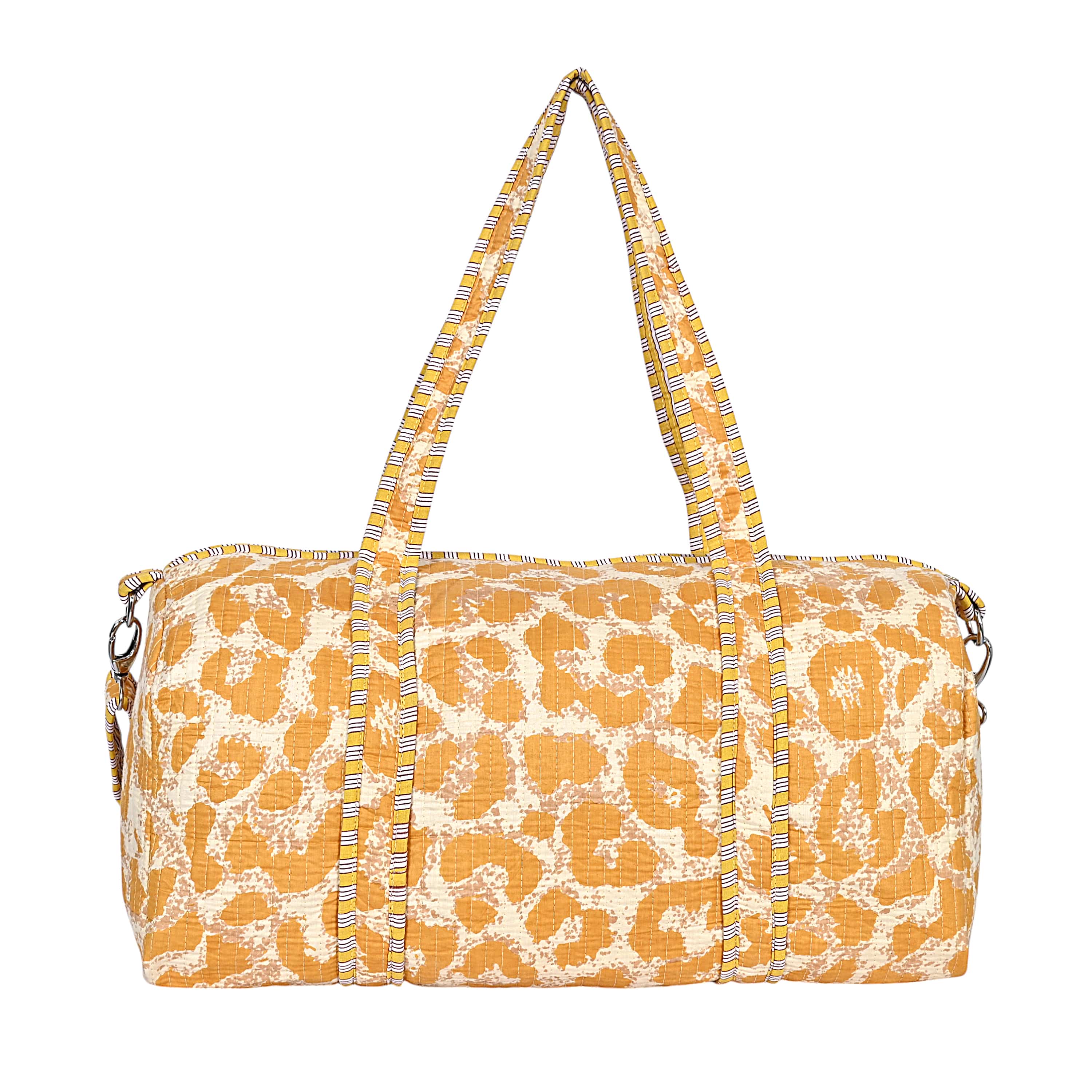 The Leopard Cotton Weekender — handmade hand block printed cotton weekender bag, ethically made in Rajasthan, India