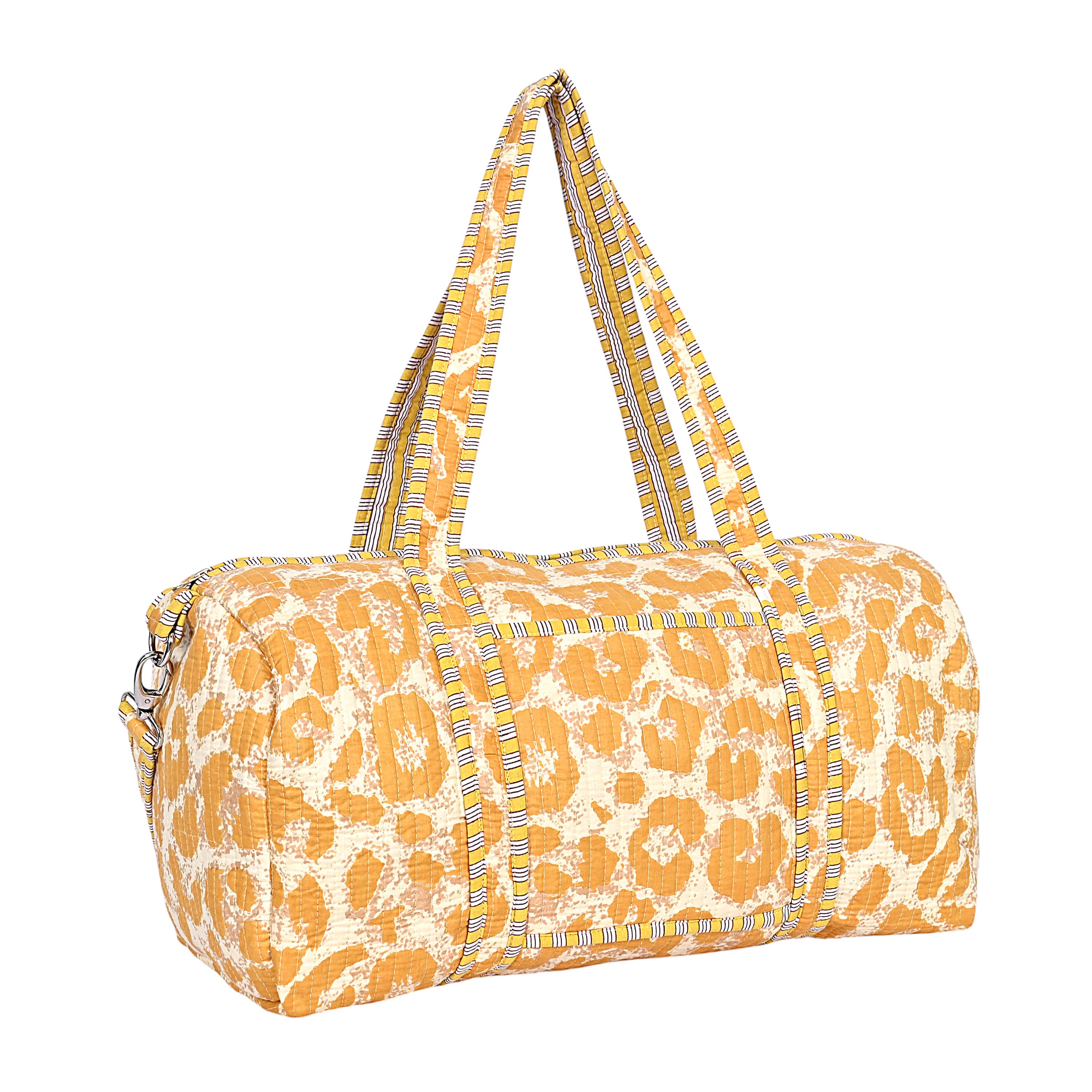The Leopard Cotton Weekender — handmade hand block printed cotton weekender bag, ethically made in Rajasthan, India