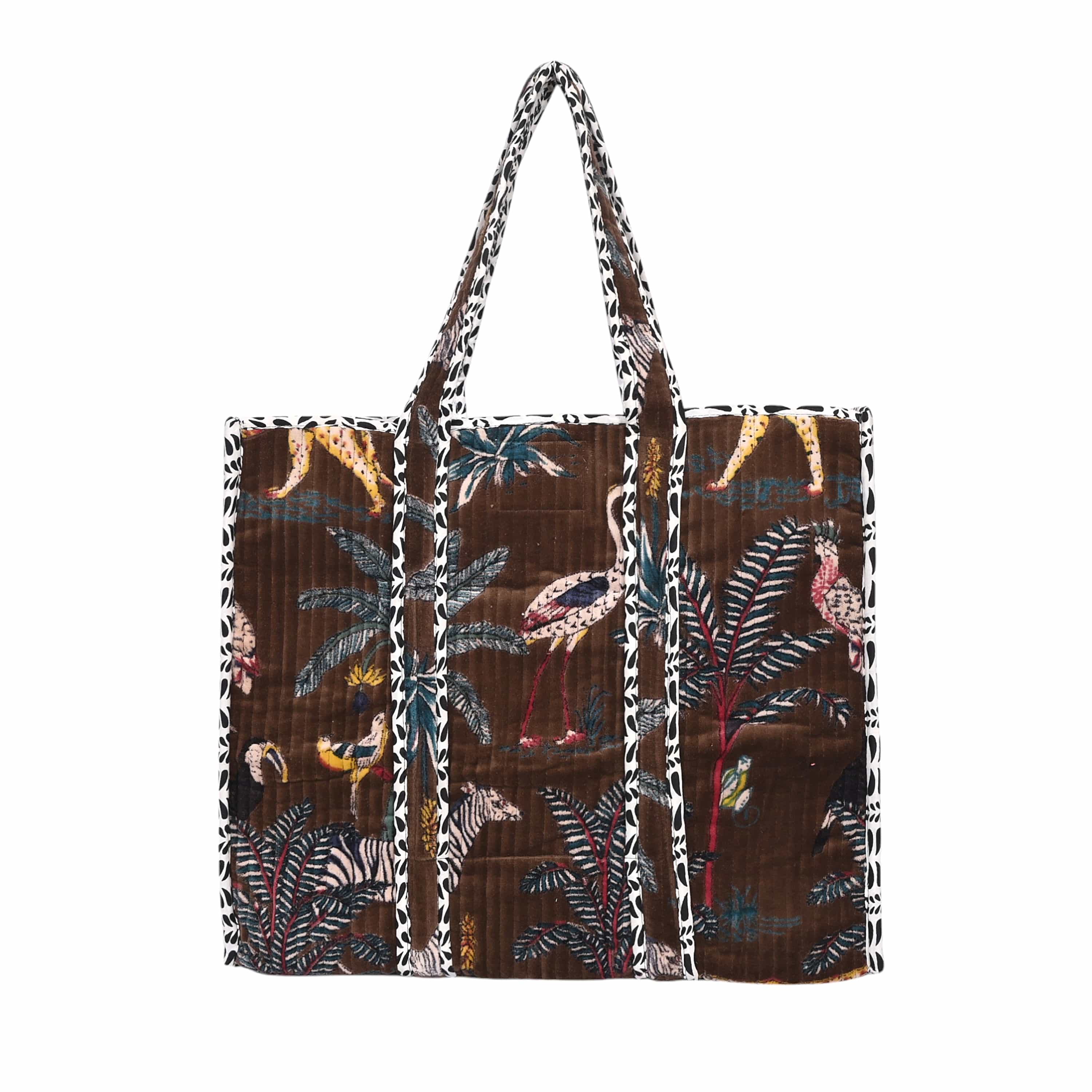 The Jungle Tote in Velvet — handmade quilted velvet tote bag, ethically made in Rajasthan, India