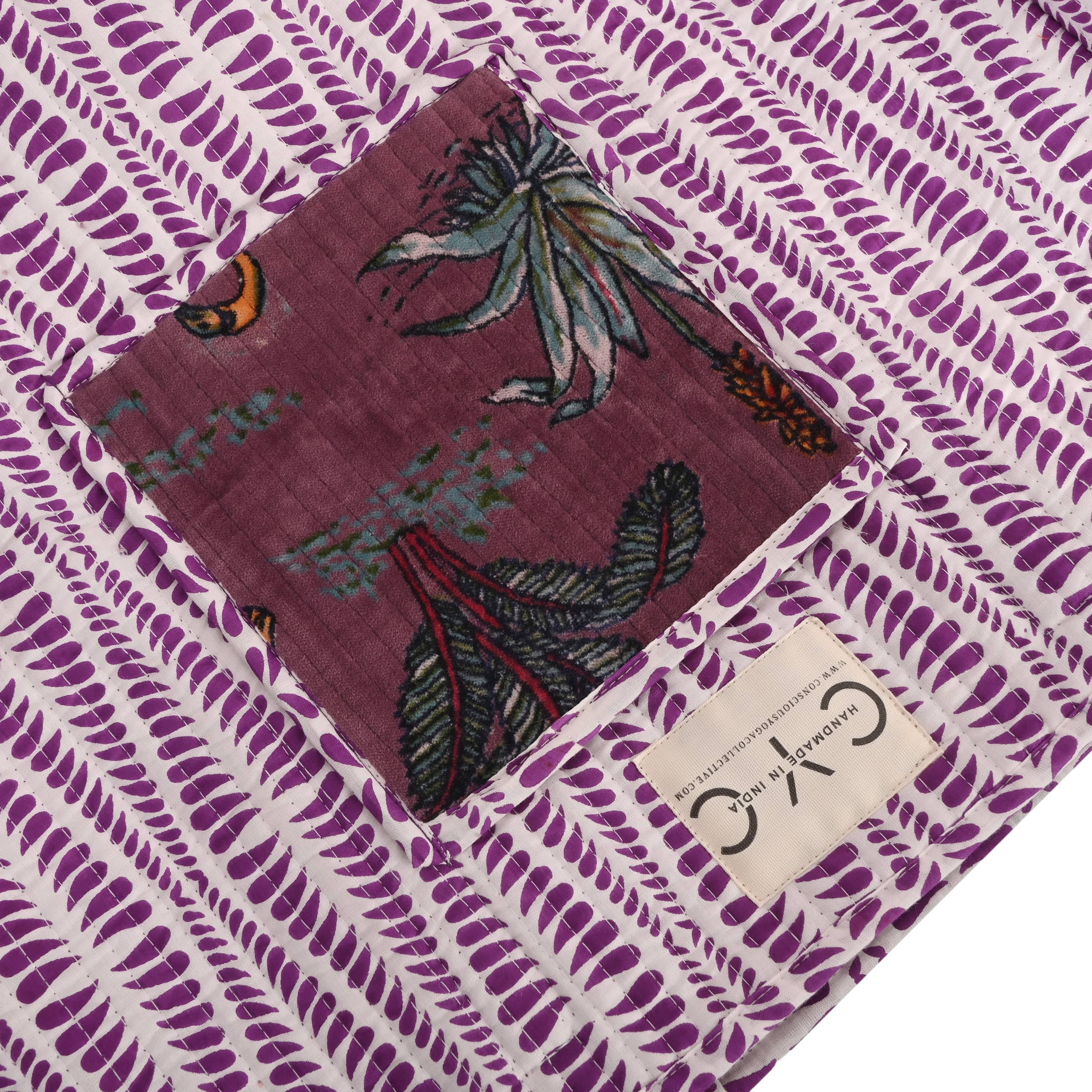 The Jungle Tote in Velvet — handmade quilted velvet tote bag, ethically made in Rajasthan, India
