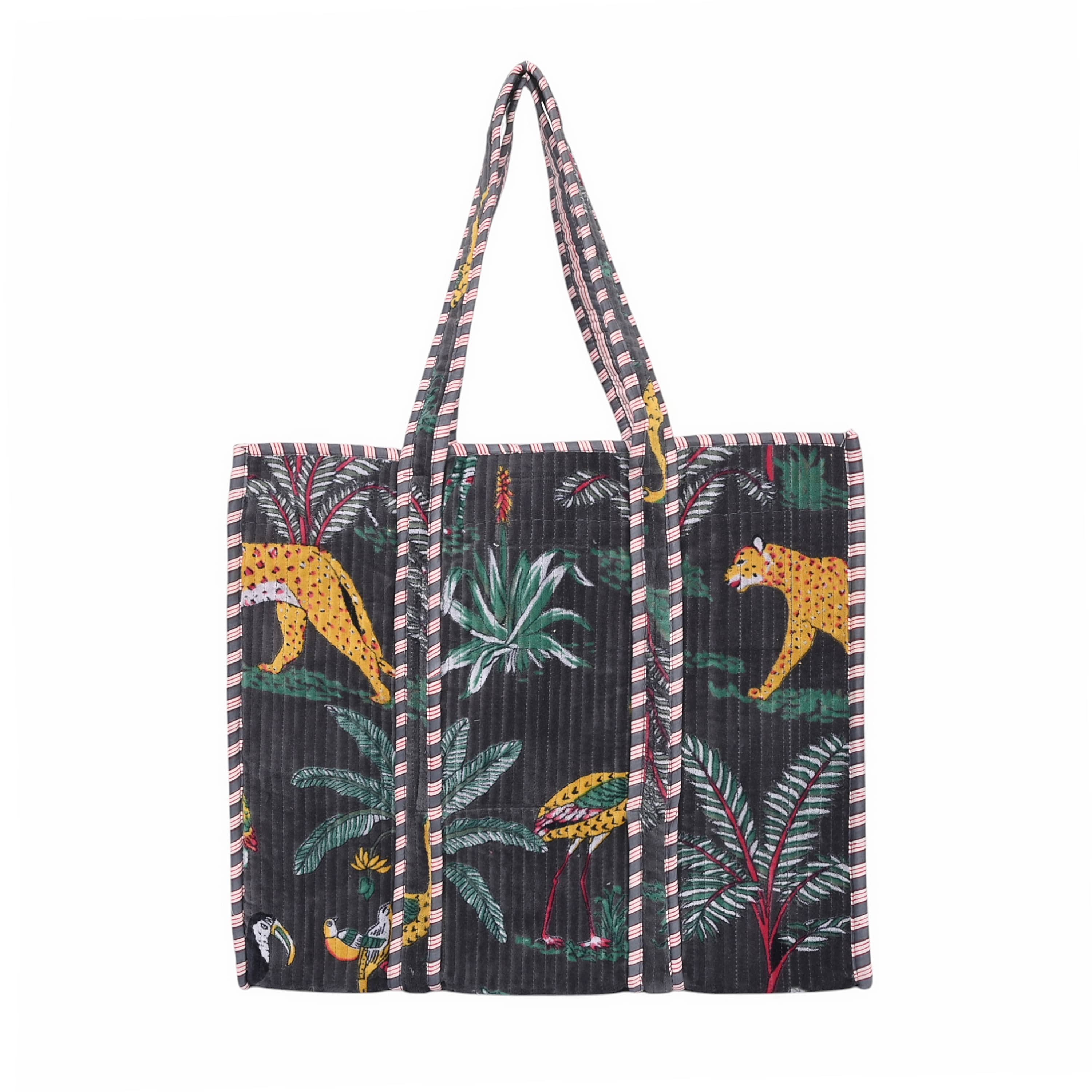 The Jungle Tote in Velvet — handmade quilted velvet tote bag, ethically made in Rajasthan, India