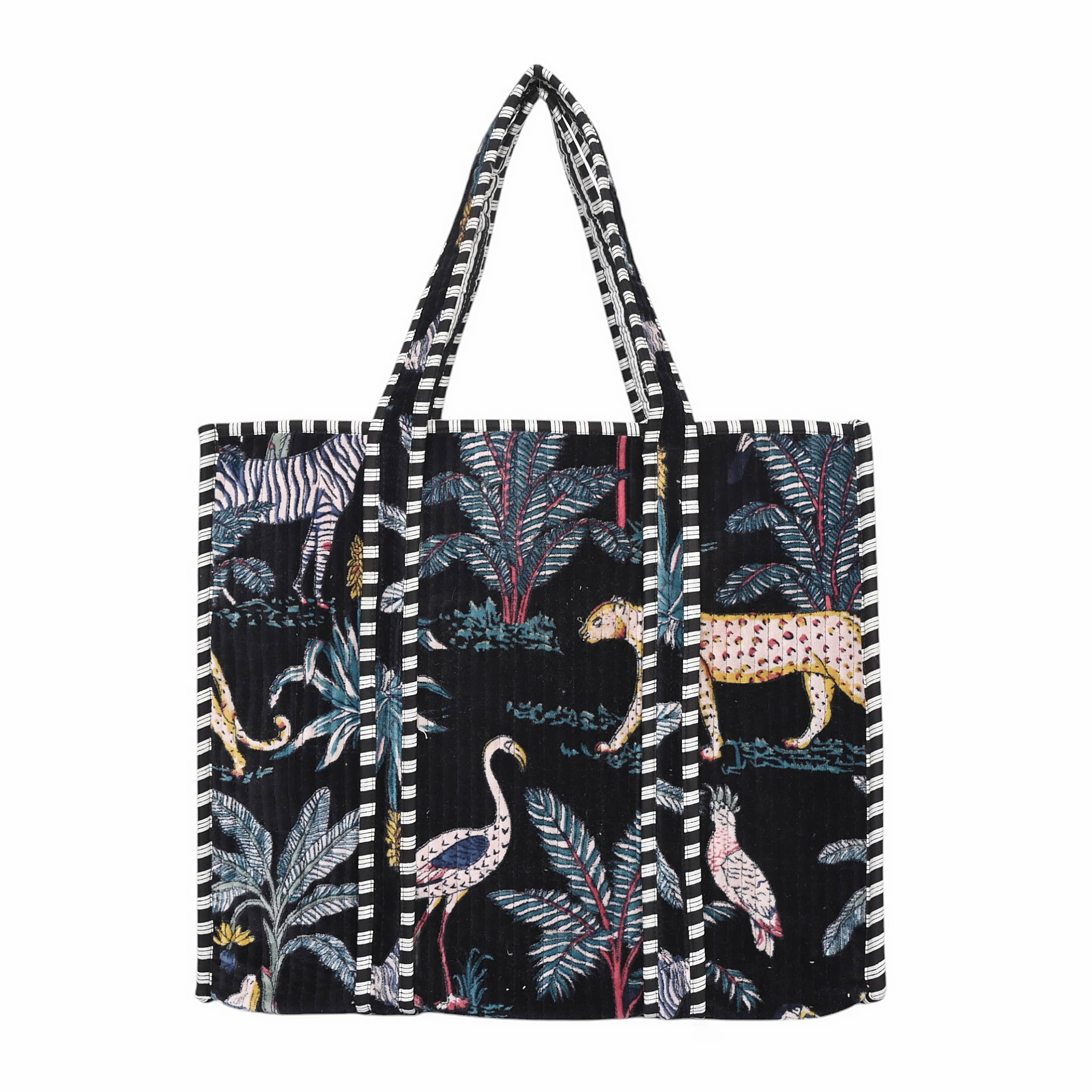 The Jungle Tote in Velvet — handmade quilted velvet tote bag, ethically made in Rajasthan, India
