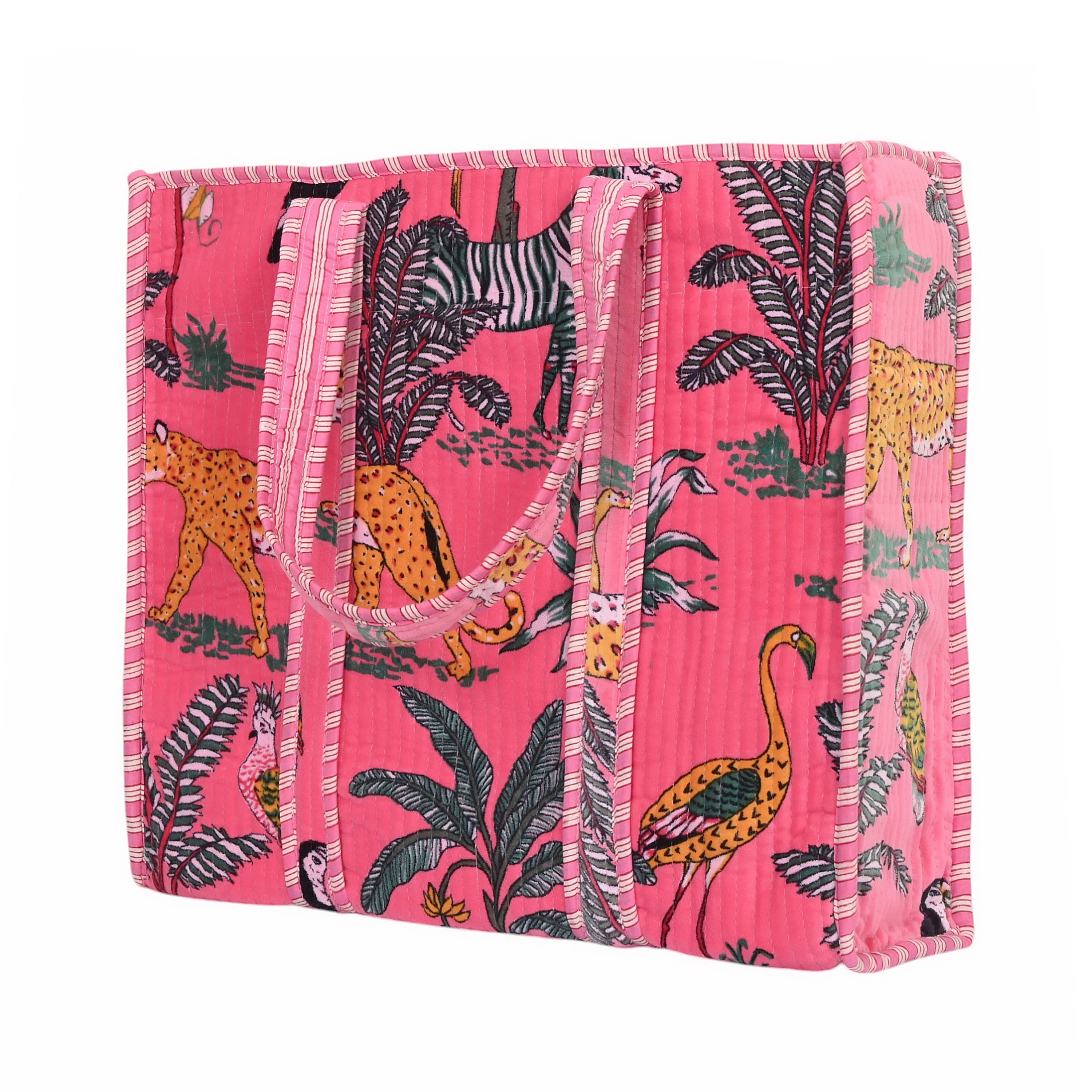 The Jungle Tote in Velvet — handmade quilted velvet tote bag, ethically made in Rajasthan, India