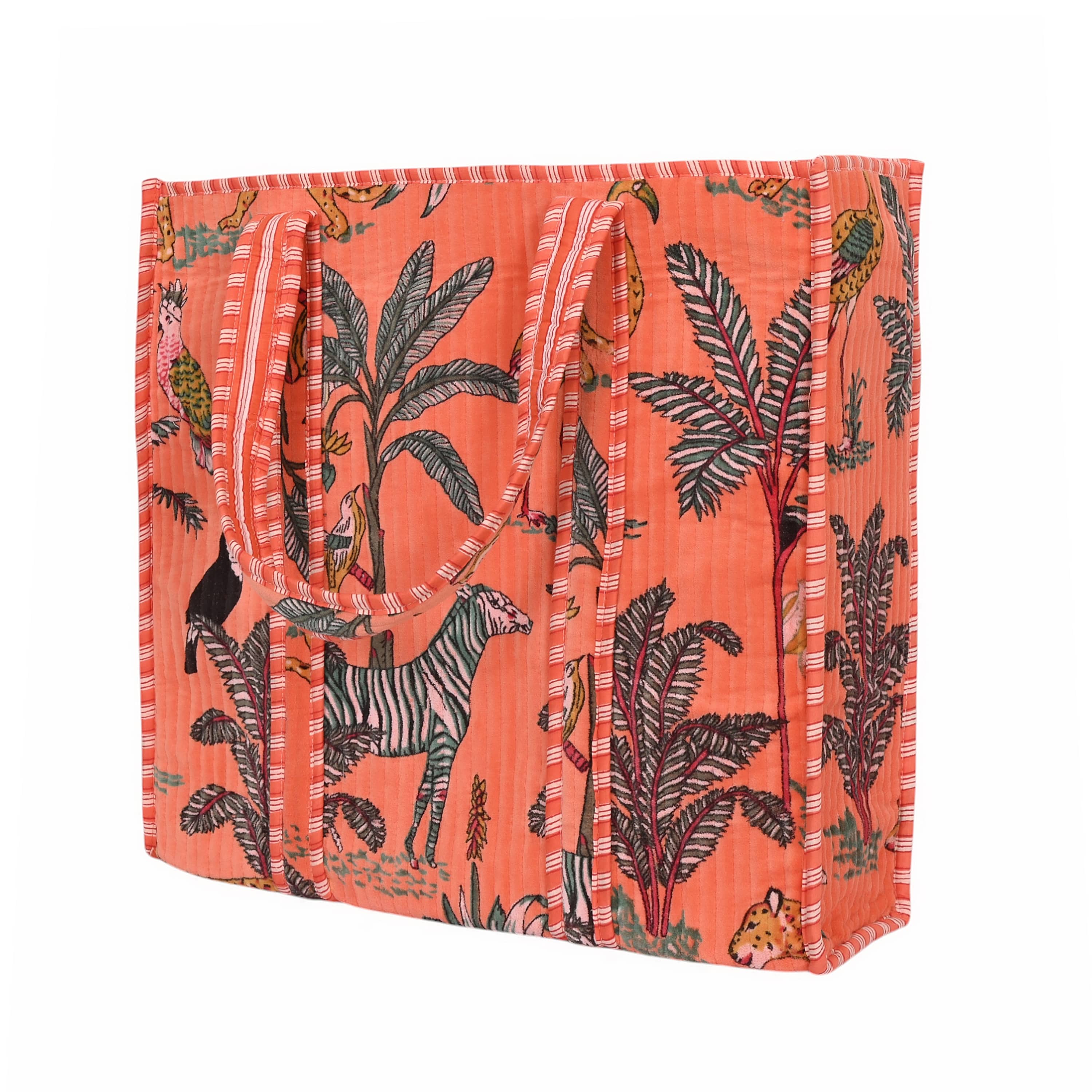 The Jungle Tote in Velvet — handmade quilted velvet tote bag, ethically made in Rajasthan, India