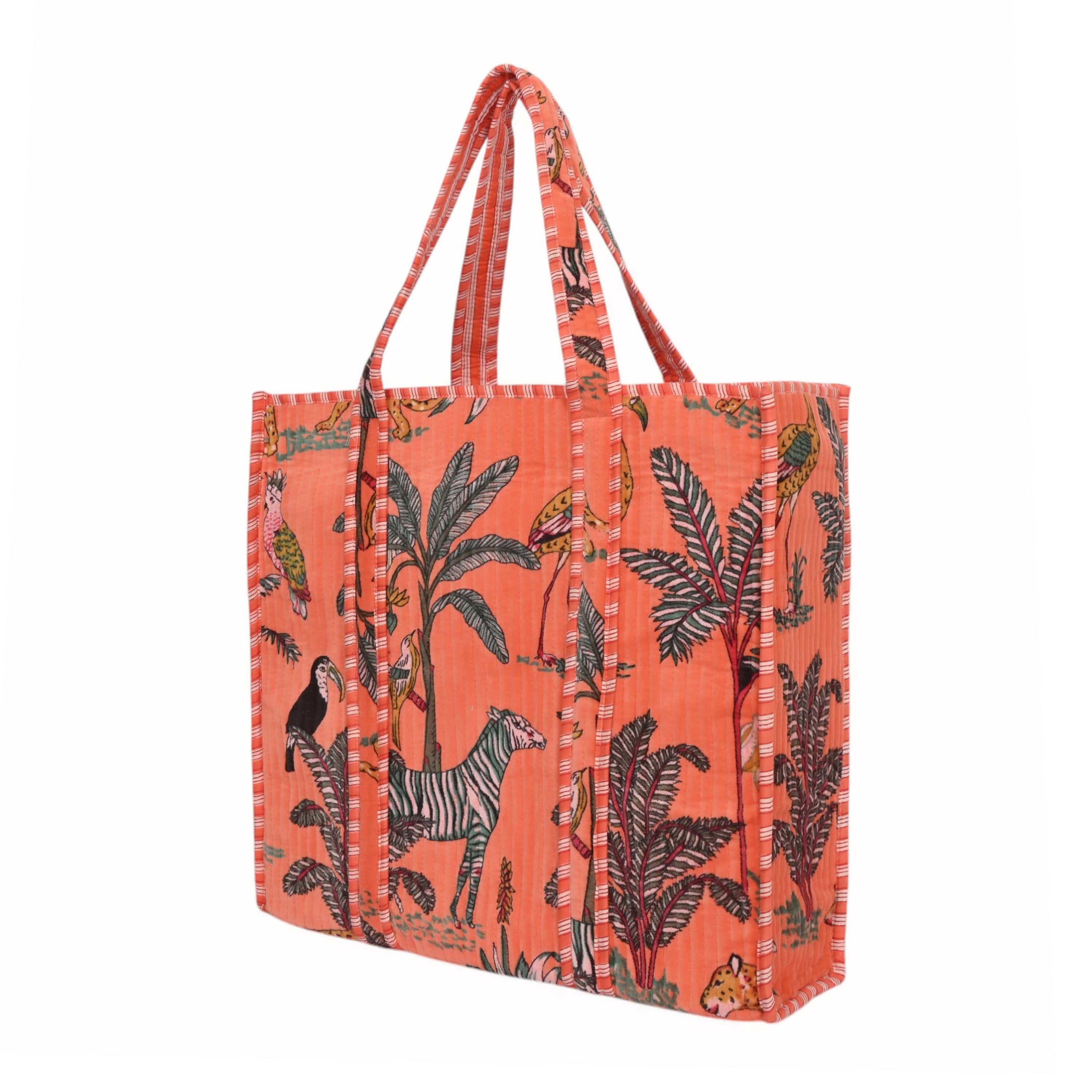The Jungle Tote in Velvet — handmade quilted velvet tote bag, ethically made in Rajasthan, India