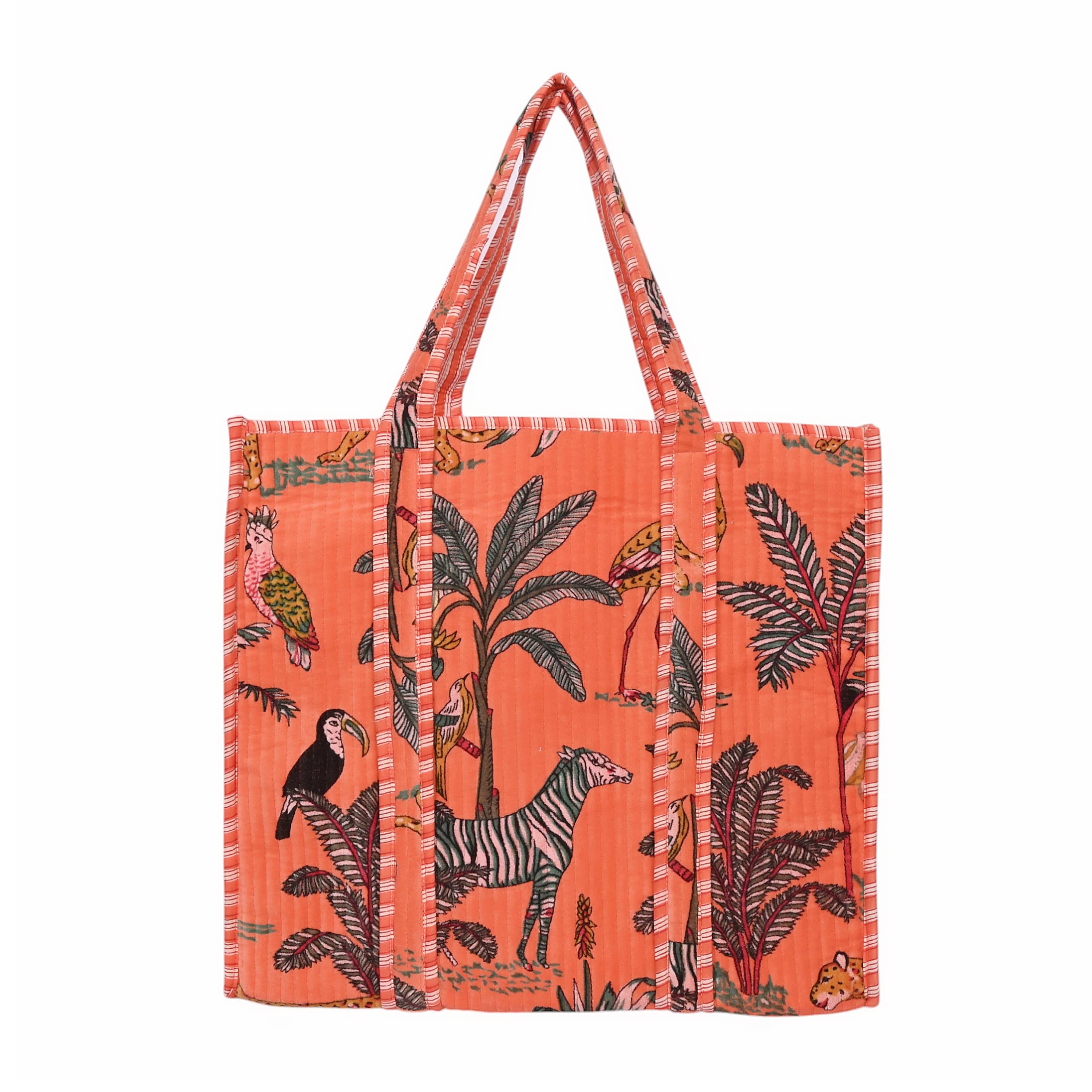 The Jungle Tote in Velvet — handmade quilted velvet tote bag, ethically made in Rajasthan, India