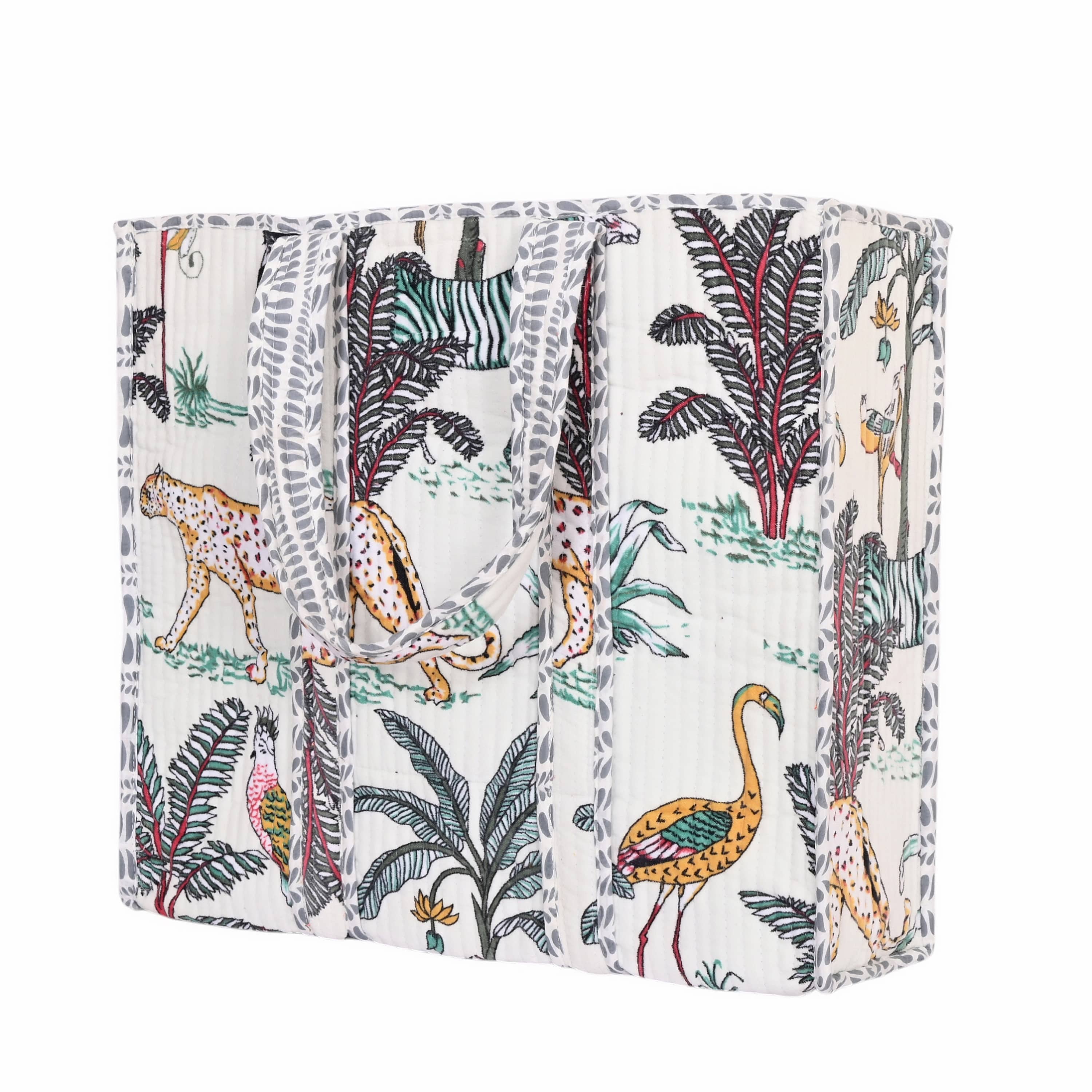The Jungle Tote in Velvet — handmade quilted velvet tote bag, ethically made in Rajasthan, India