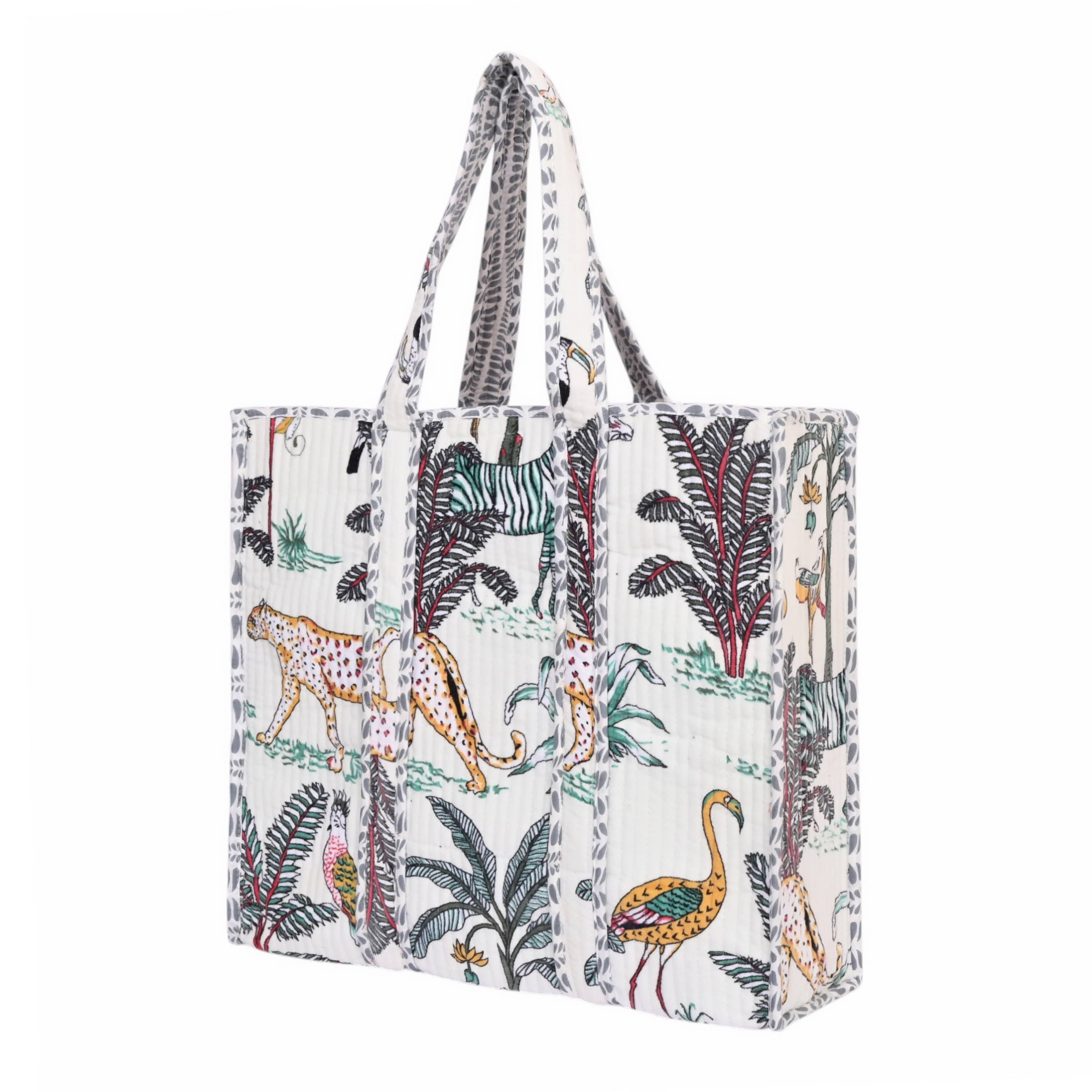The Jungle Tote in Velvet — handmade quilted velvet tote bag, ethically made in Rajasthan, India