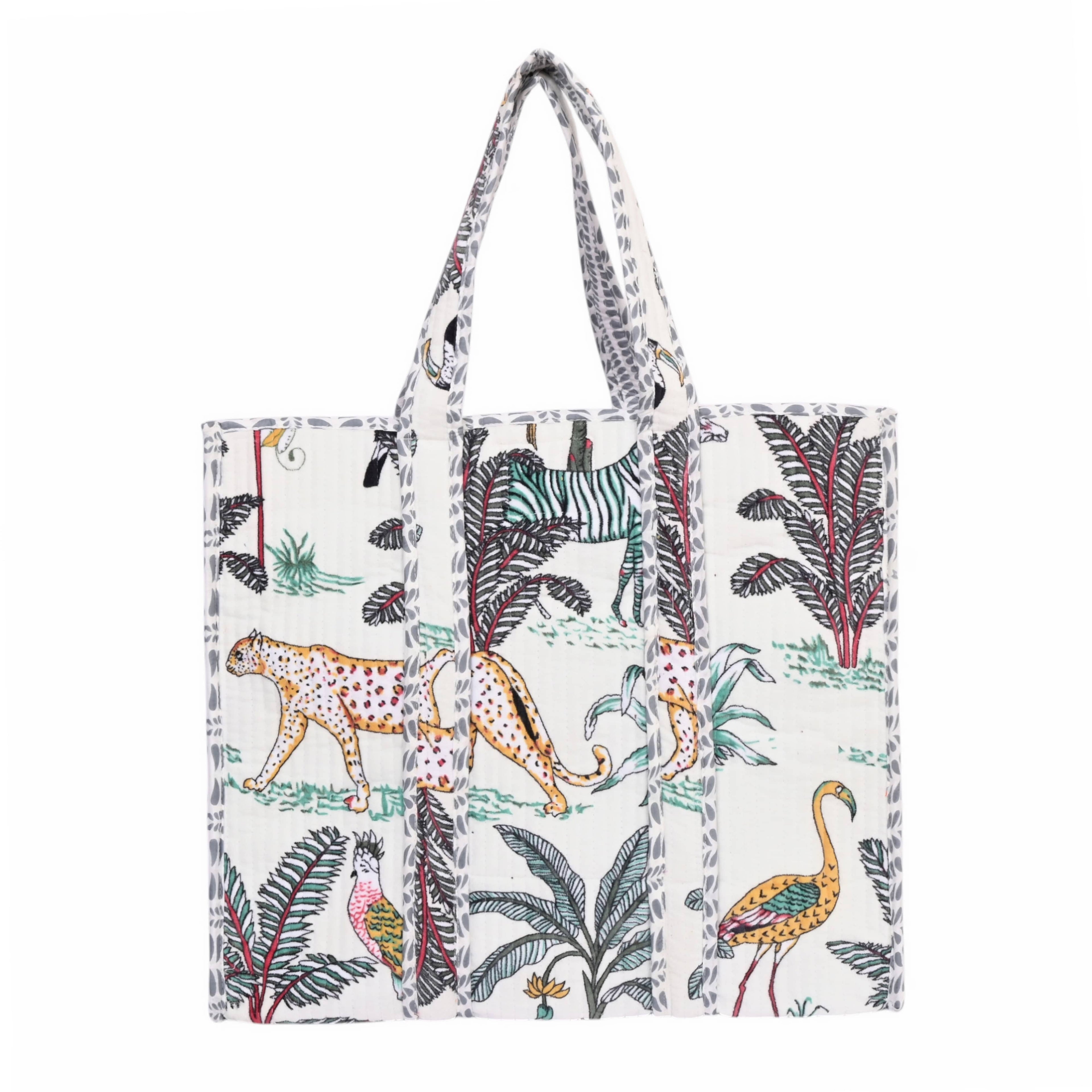 The Jungle Tote in Velvet — handmade quilted velvet tote bag, ethically made in Rajasthan, India