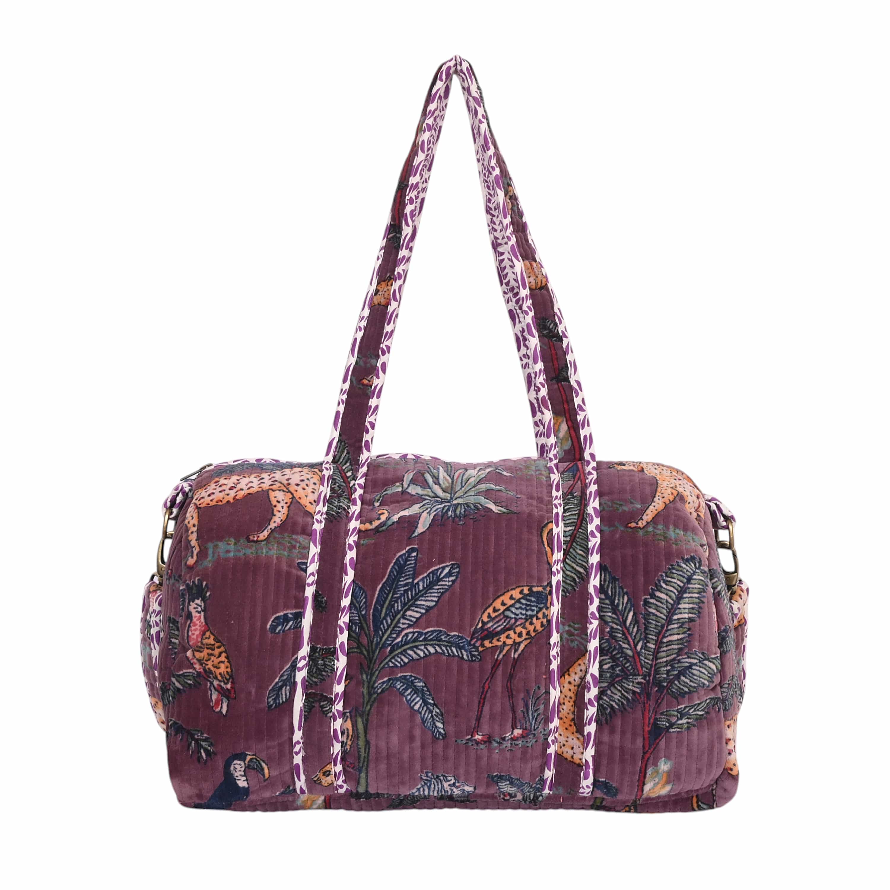 The Jungle Velvet Weekender — handmade quilted velvet weekender bag, ethically made in Rajasthan, India