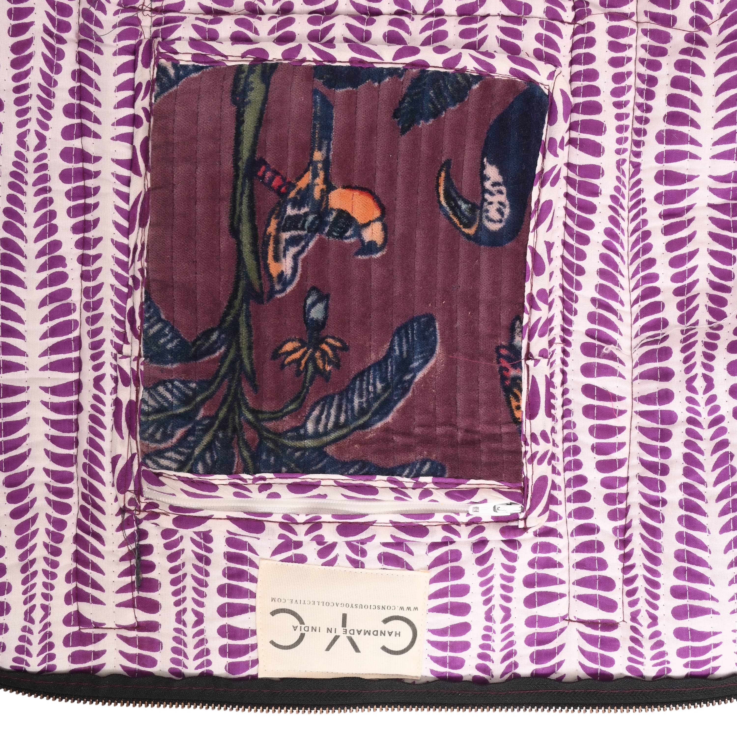 The Jungle Velvet Weekender — handmade quilted velvet weekender bag, ethically made in Rajasthan, India