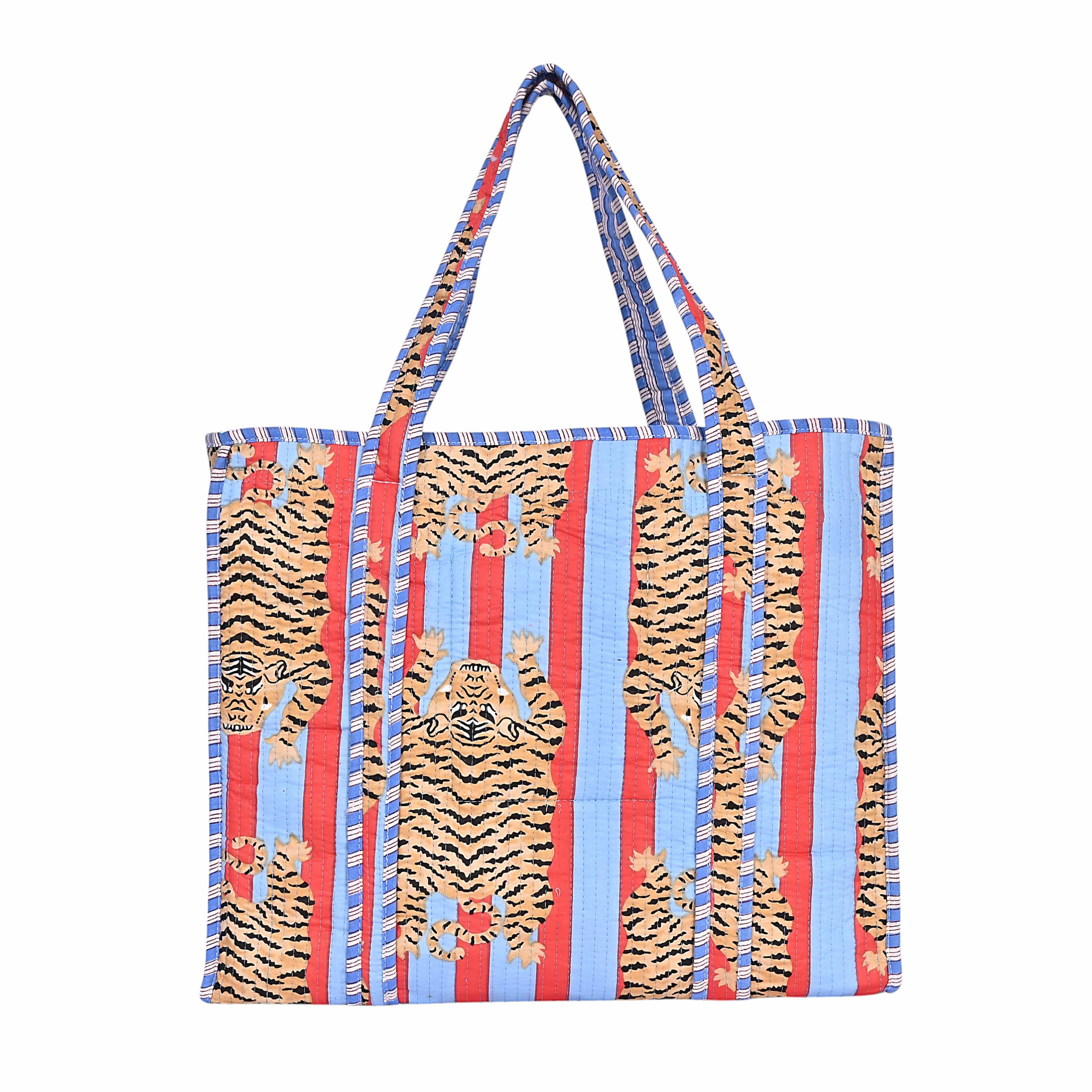 The Tibetan Tiger Tote — handmade hand block printed cotton tote bag, ethically made in Rajasthan, India
