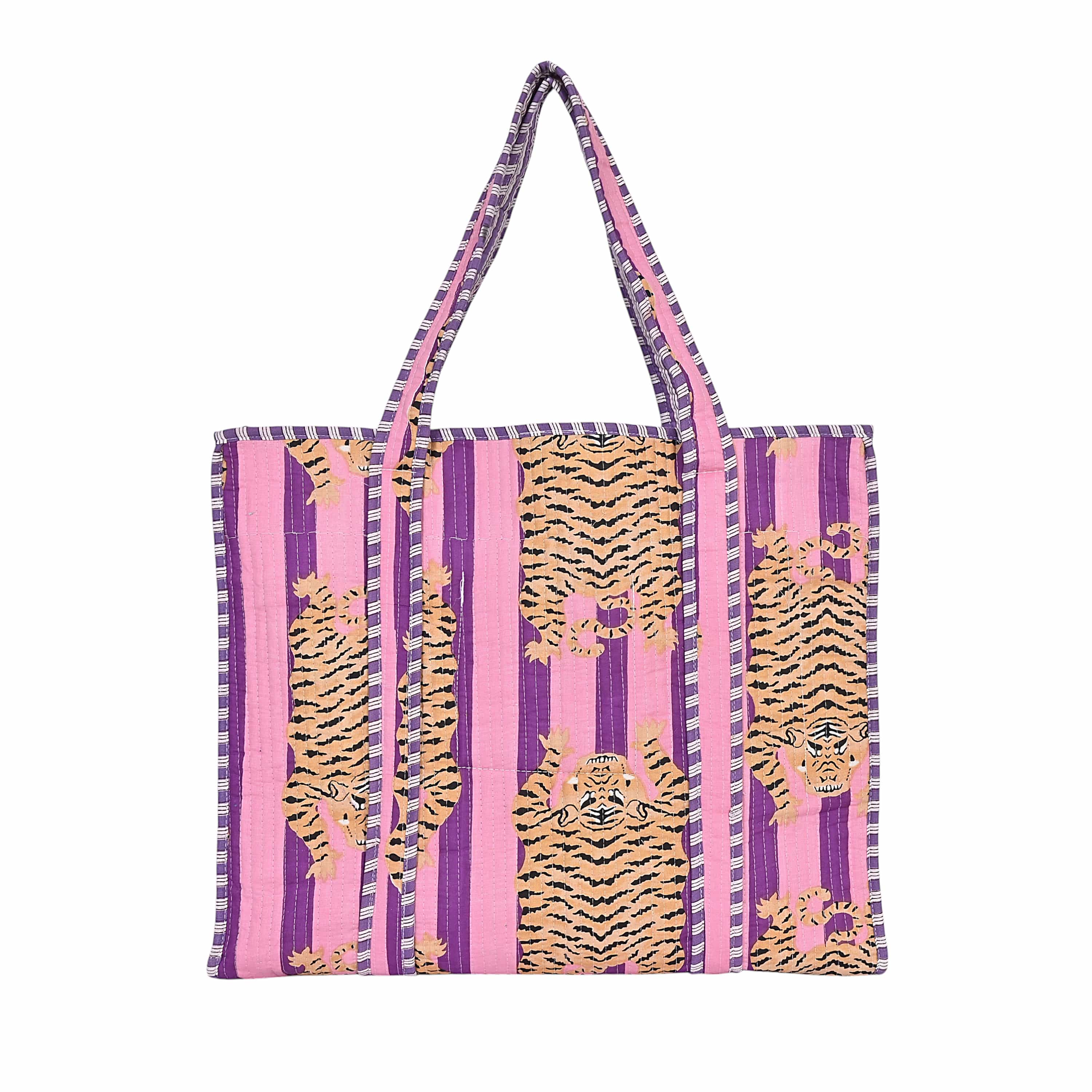 The Tibetan Tiger Tote — handmade hand block printed cotton tote bag, ethically made in Rajasthan, India