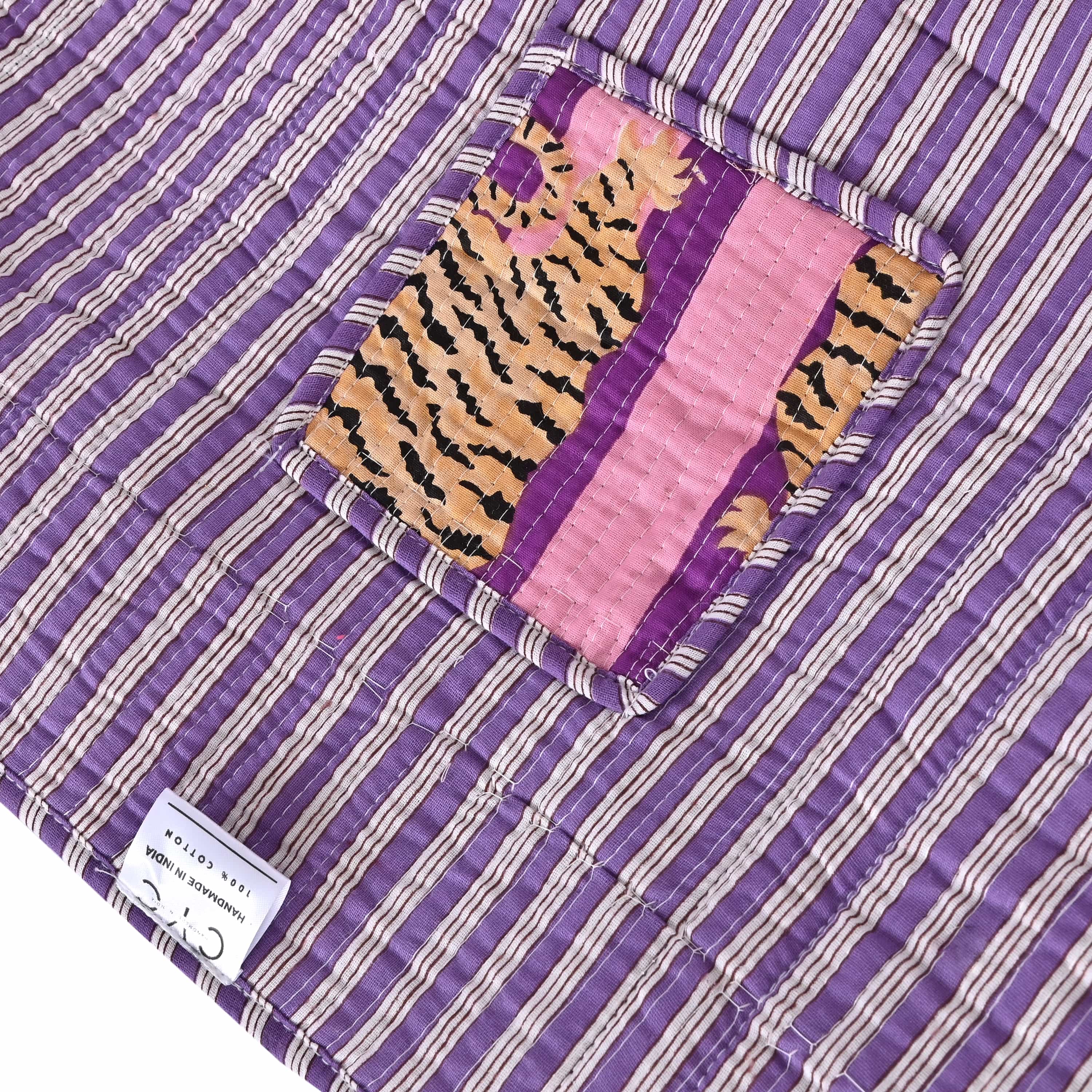 The Tibetan Tiger Tote — handmade hand block printed cotton tote bag, ethically made in Rajasthan, India