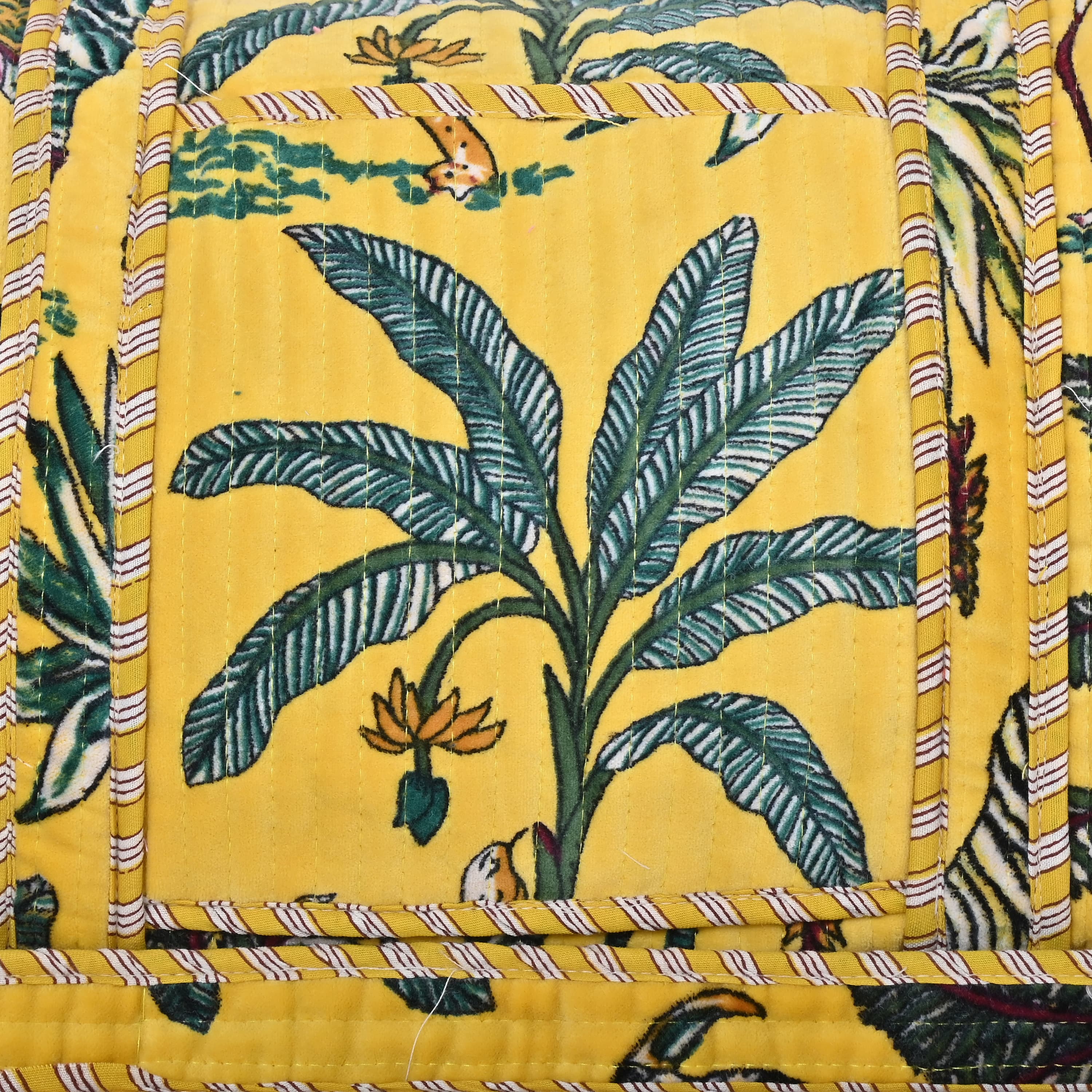 The Jungle Velvet Weekender — handmade quilted velvet weekender bag, ethically made in Rajasthan, India