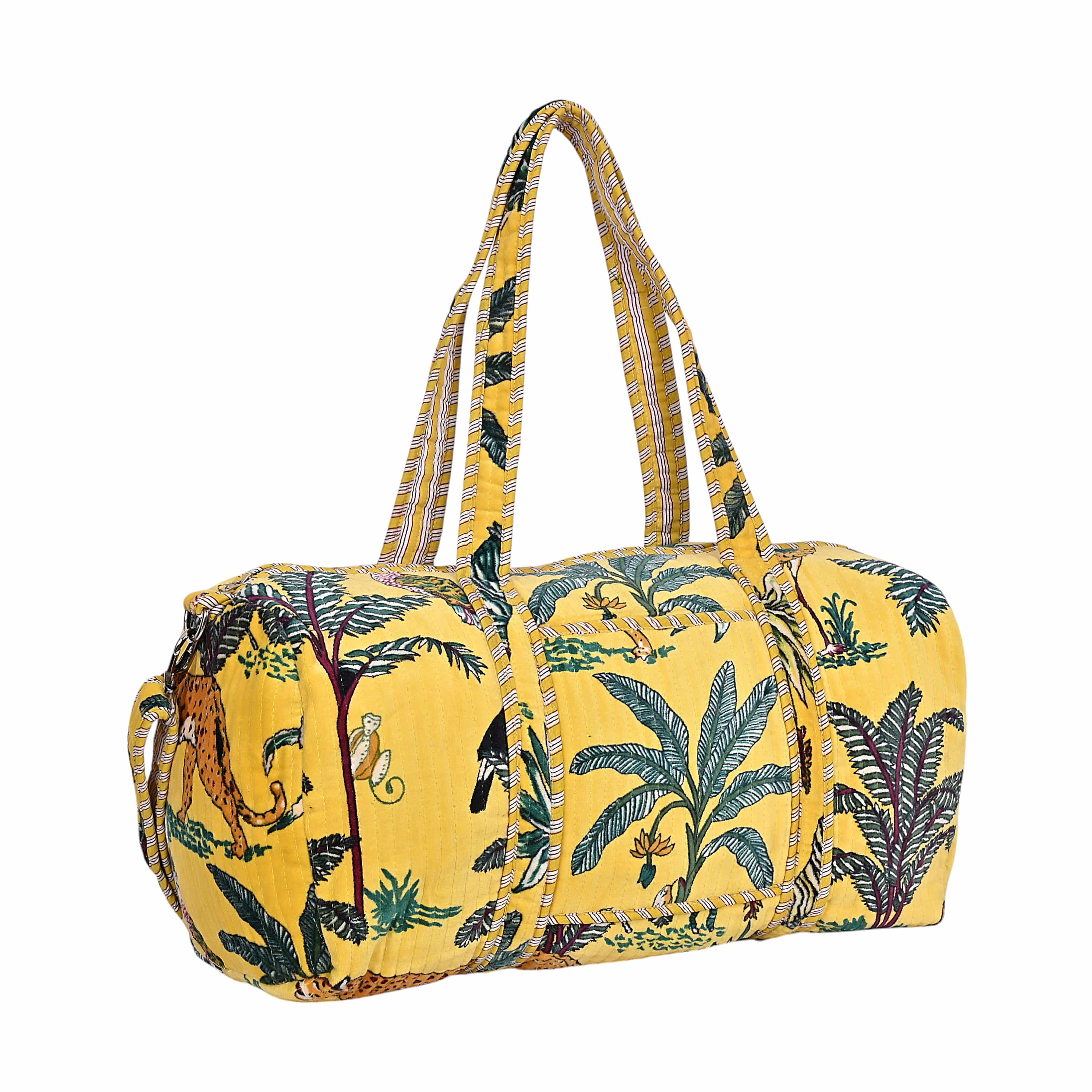 The Jungle Velvet Weekender — handmade quilted velvet weekender bag, ethically made in Rajasthan, India