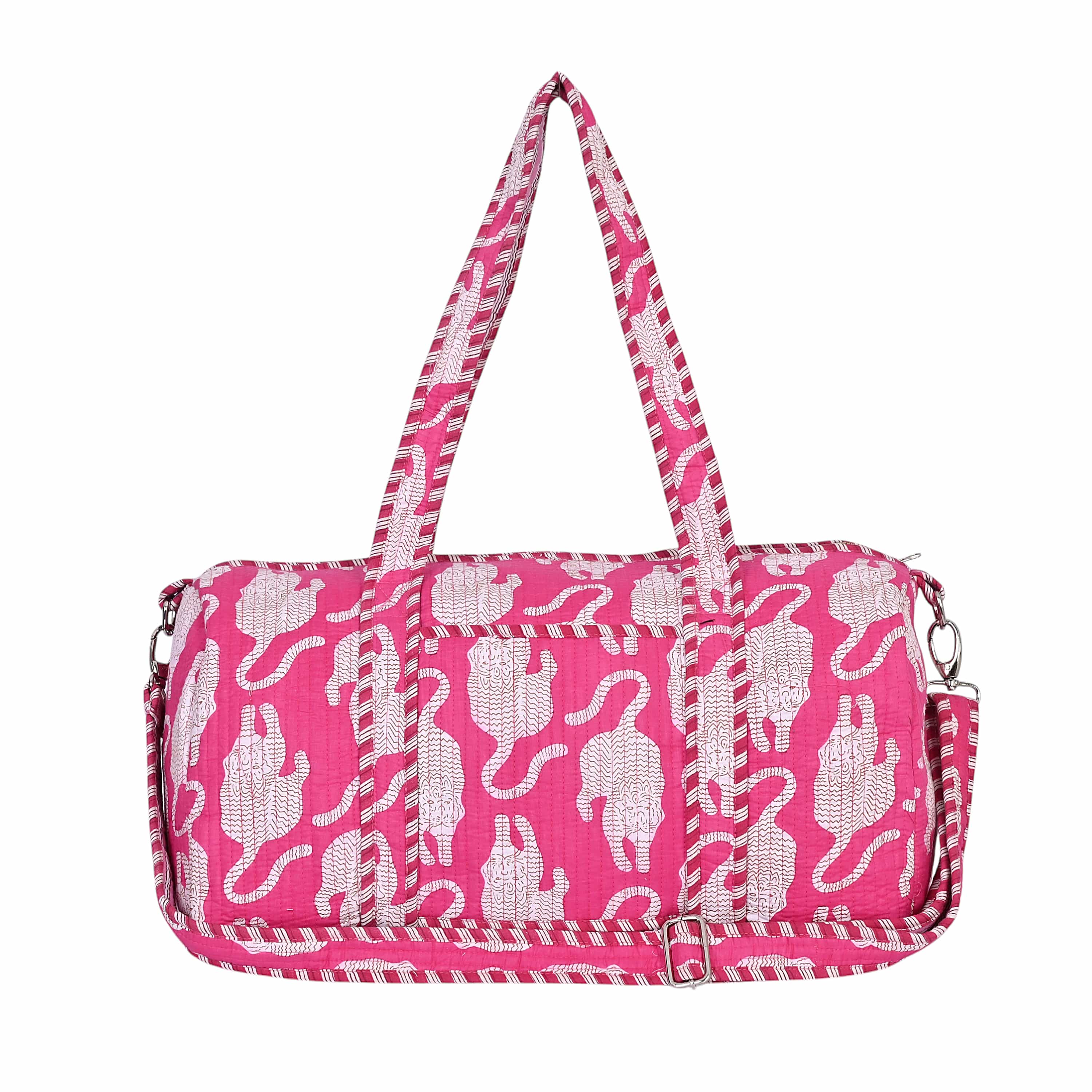 The Mouse Tiger Cotton Weekender — handmade hand block printed cotton weekender bag, ethically made in Rajasthan, India