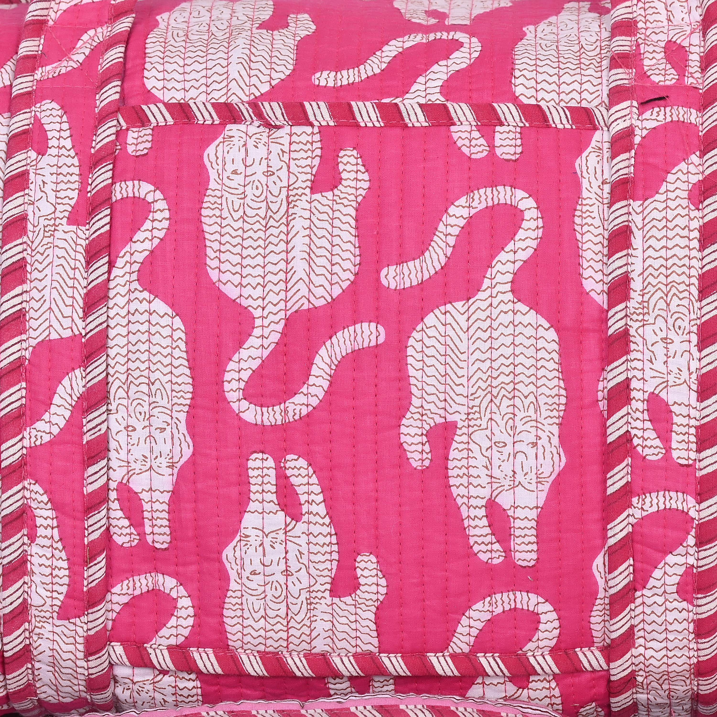 The Mouse Tiger Cotton Weekender — handmade hand block printed cotton weekender bag, ethically made in Rajasthan, India