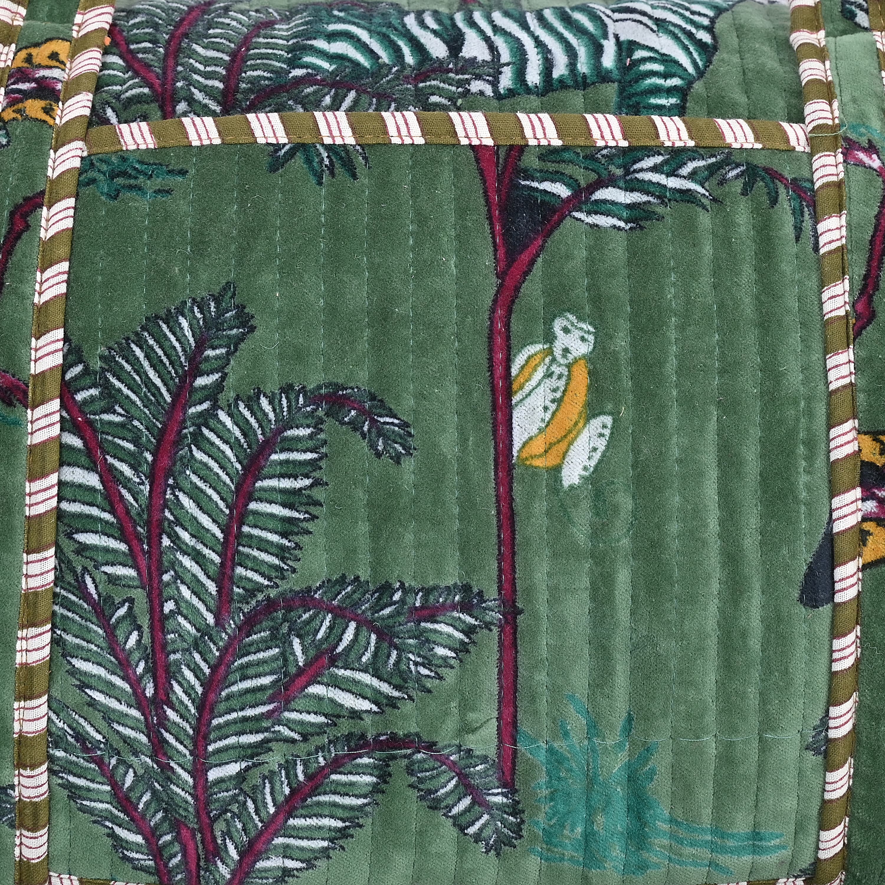 The Jungle Velvet Weekender — handmade quilted velvet weekender bag, ethically made in Rajasthan, India