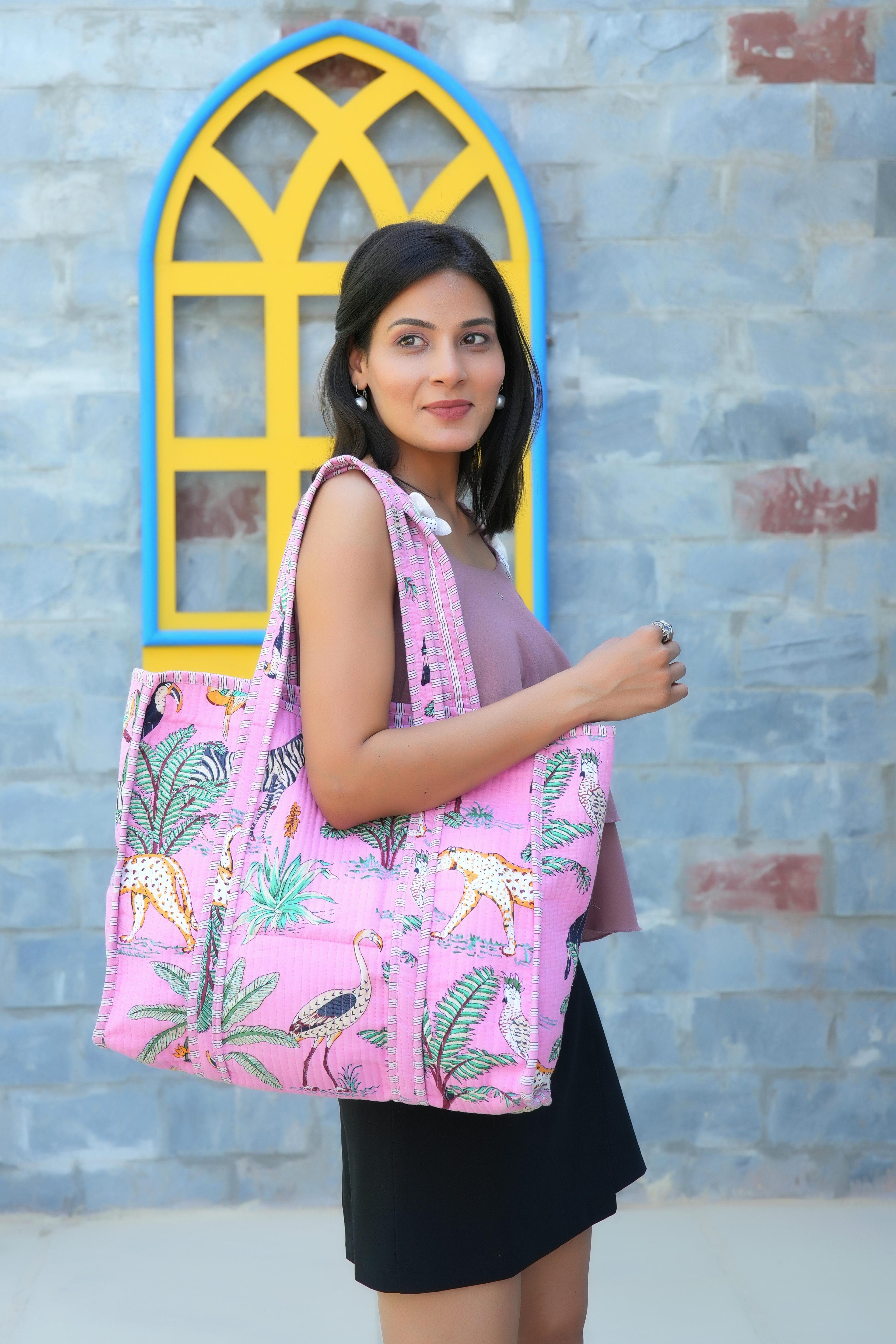 The Jungle Tote — handmade hand block printed cotton tote bag, ethically made in Rajasthan, India