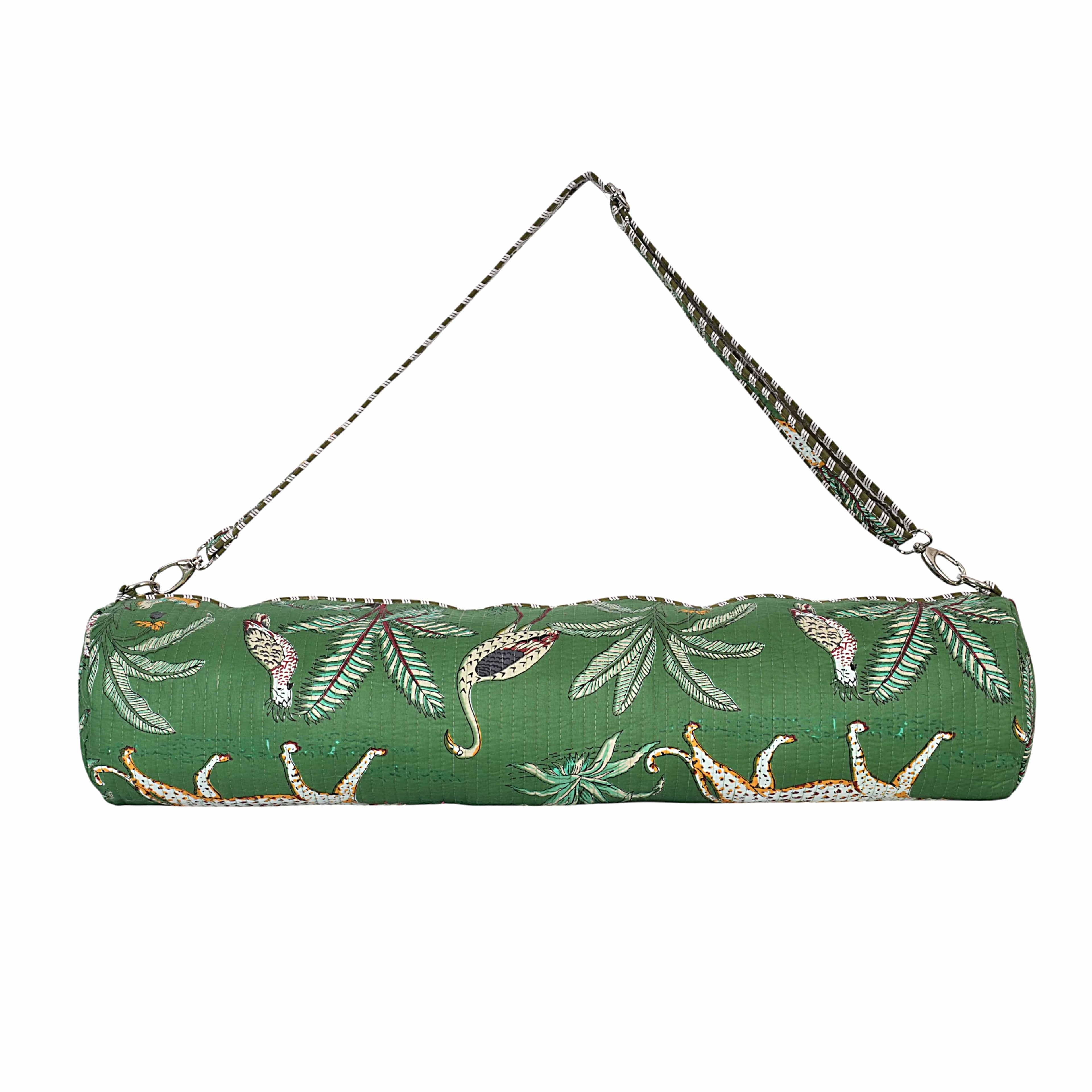 The Jungle Yoga Bag — handmade hand block printed cotton yoga mat bag, ethically made in Rajasthan, India