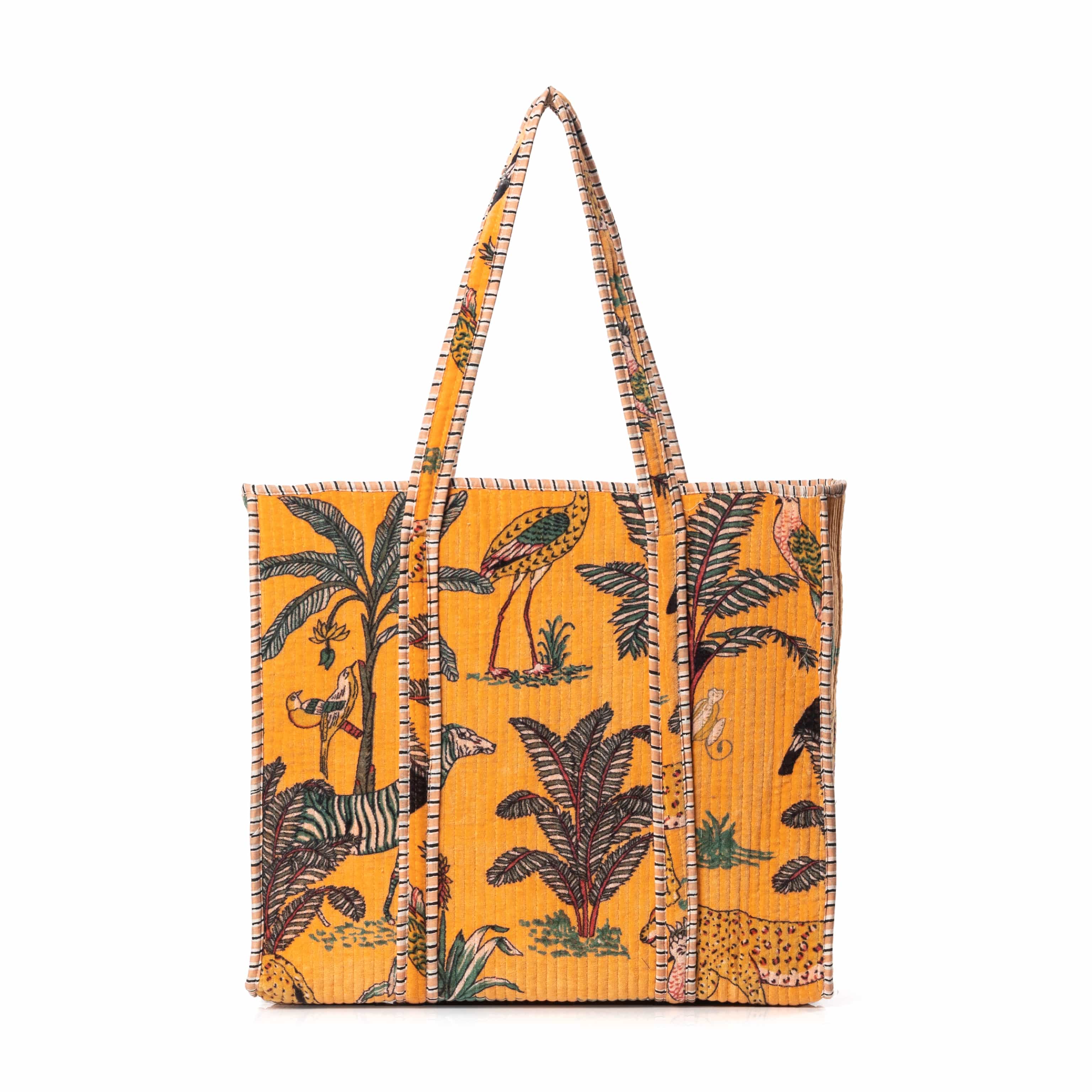 The Jungle Tote in Velvet — handmade quilted velvet tote bag, ethically made in Rajasthan, India