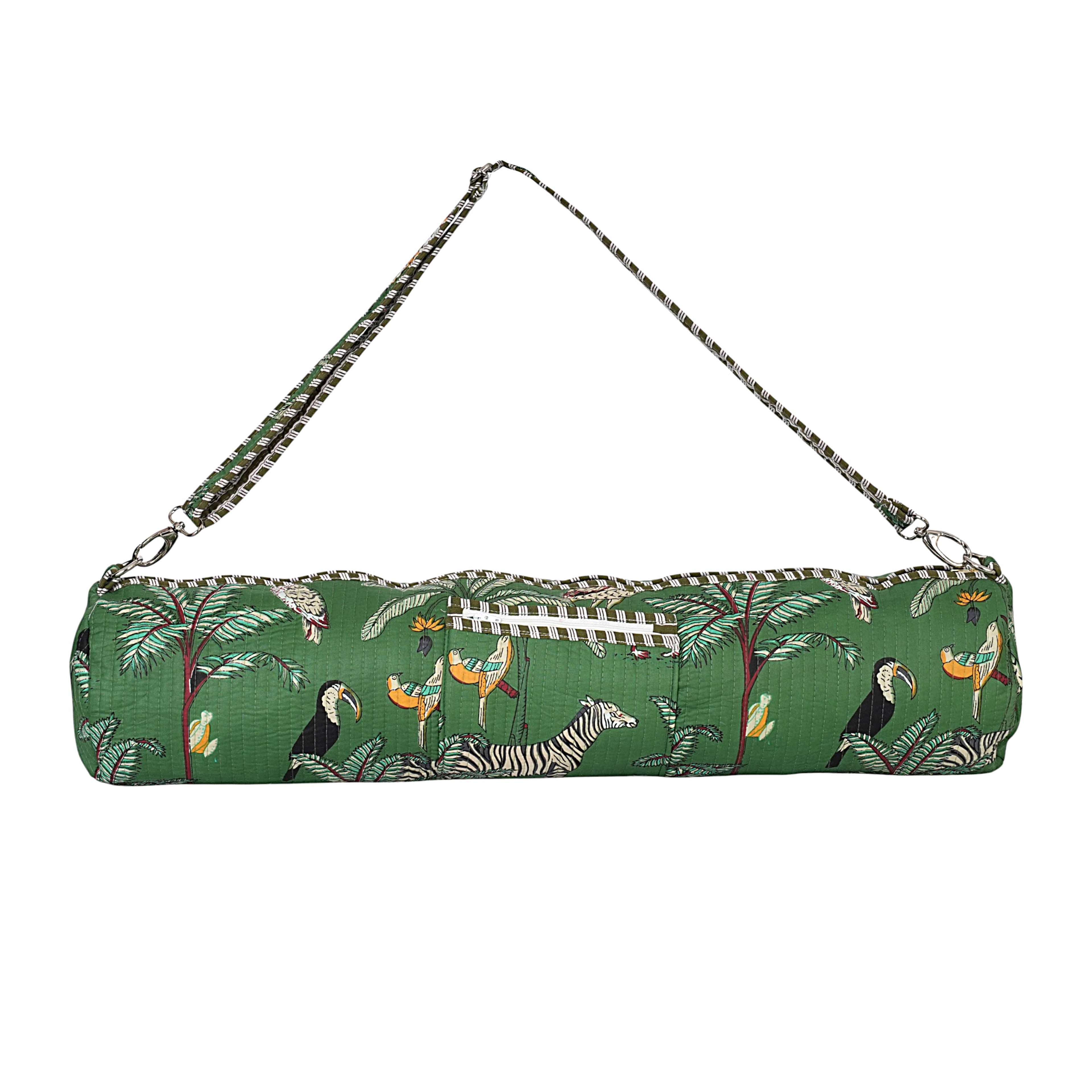 The Jungle Yoga Bag — handmade hand block printed cotton yoga mat bag, ethically made in Rajasthan, India
