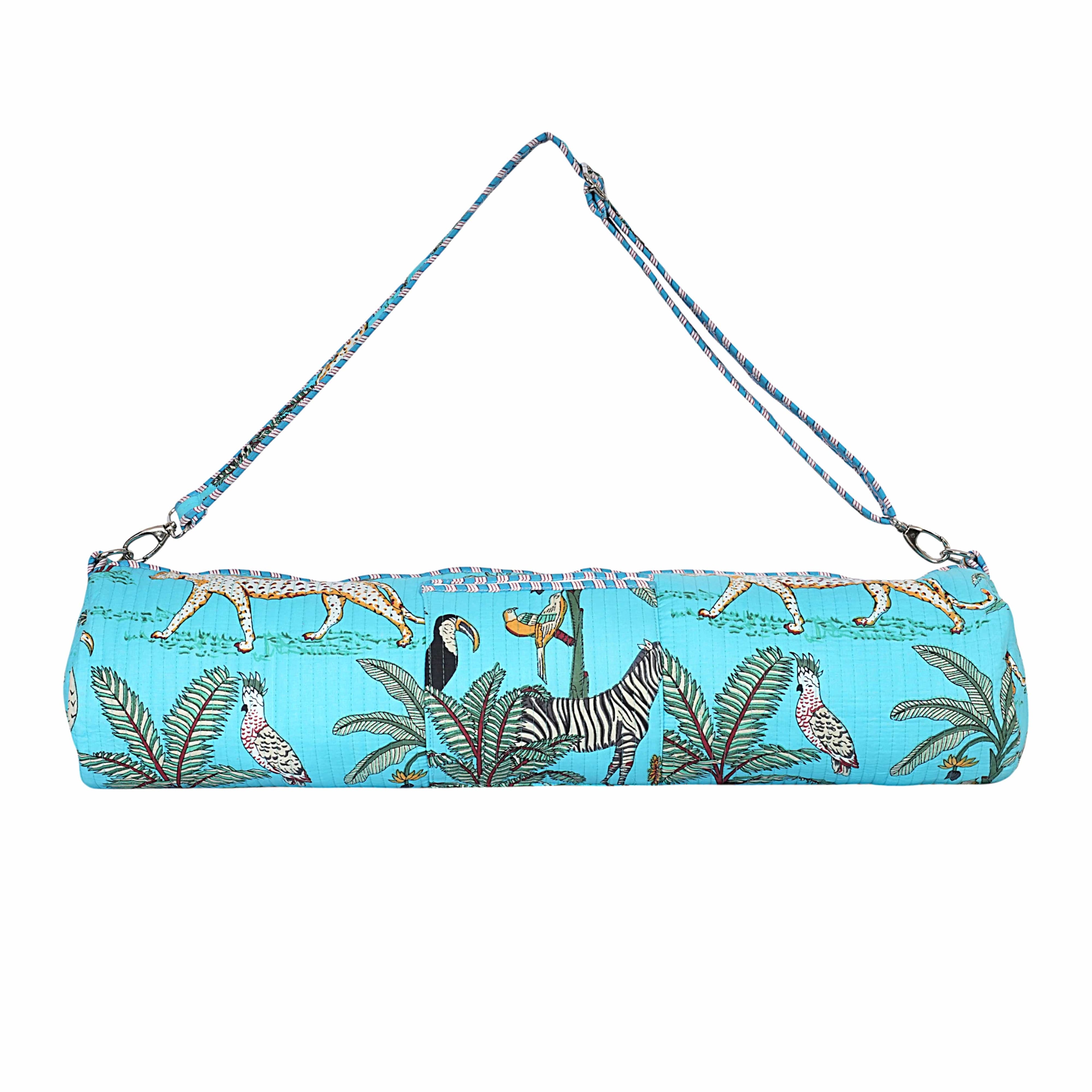 The Jungle Yoga Bag — handmade hand block printed cotton yoga mat bag, ethically made in Rajasthan, India