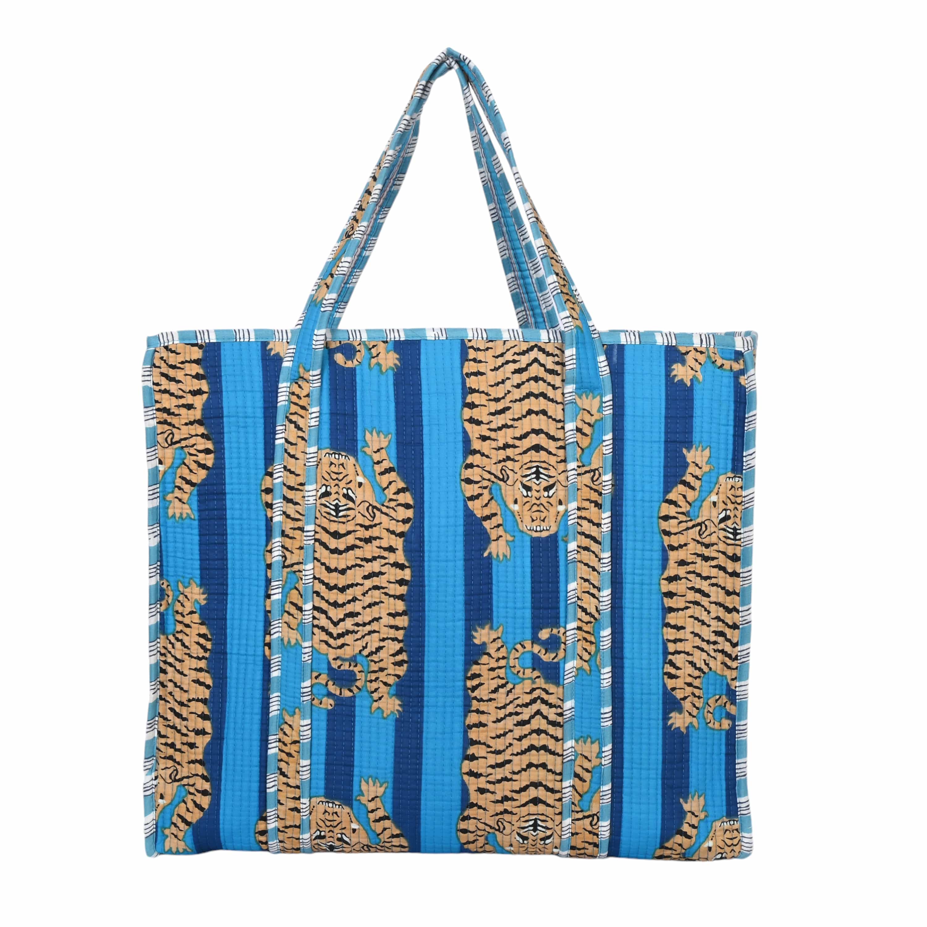 The Tibetan Tiger Tote — handmade hand block printed cotton tote bag, ethically made in Rajasthan, India