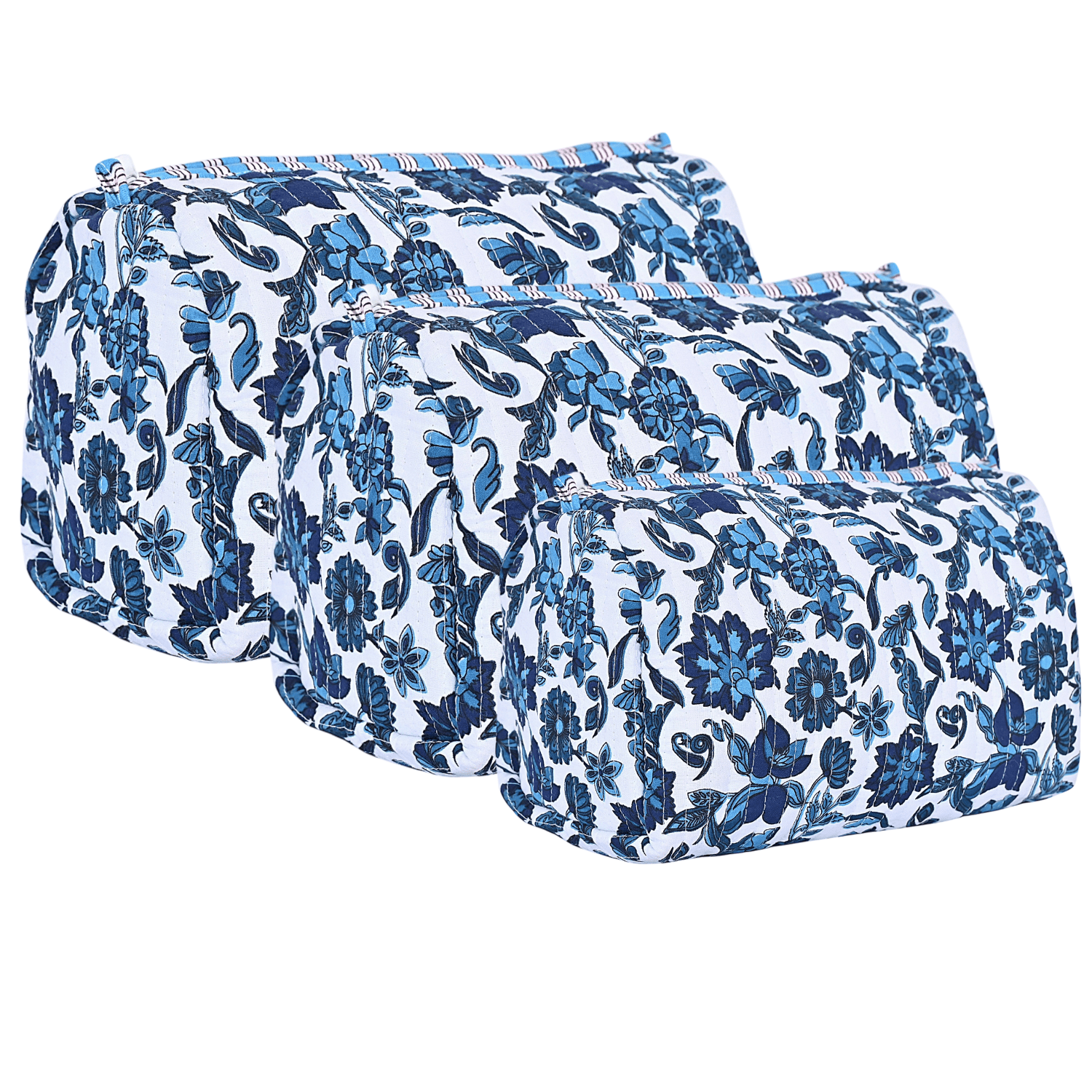 The Floral Paisley Travel Set — handmade hand block printed cotton travel pouch set, ethically made in Rajasthan, India