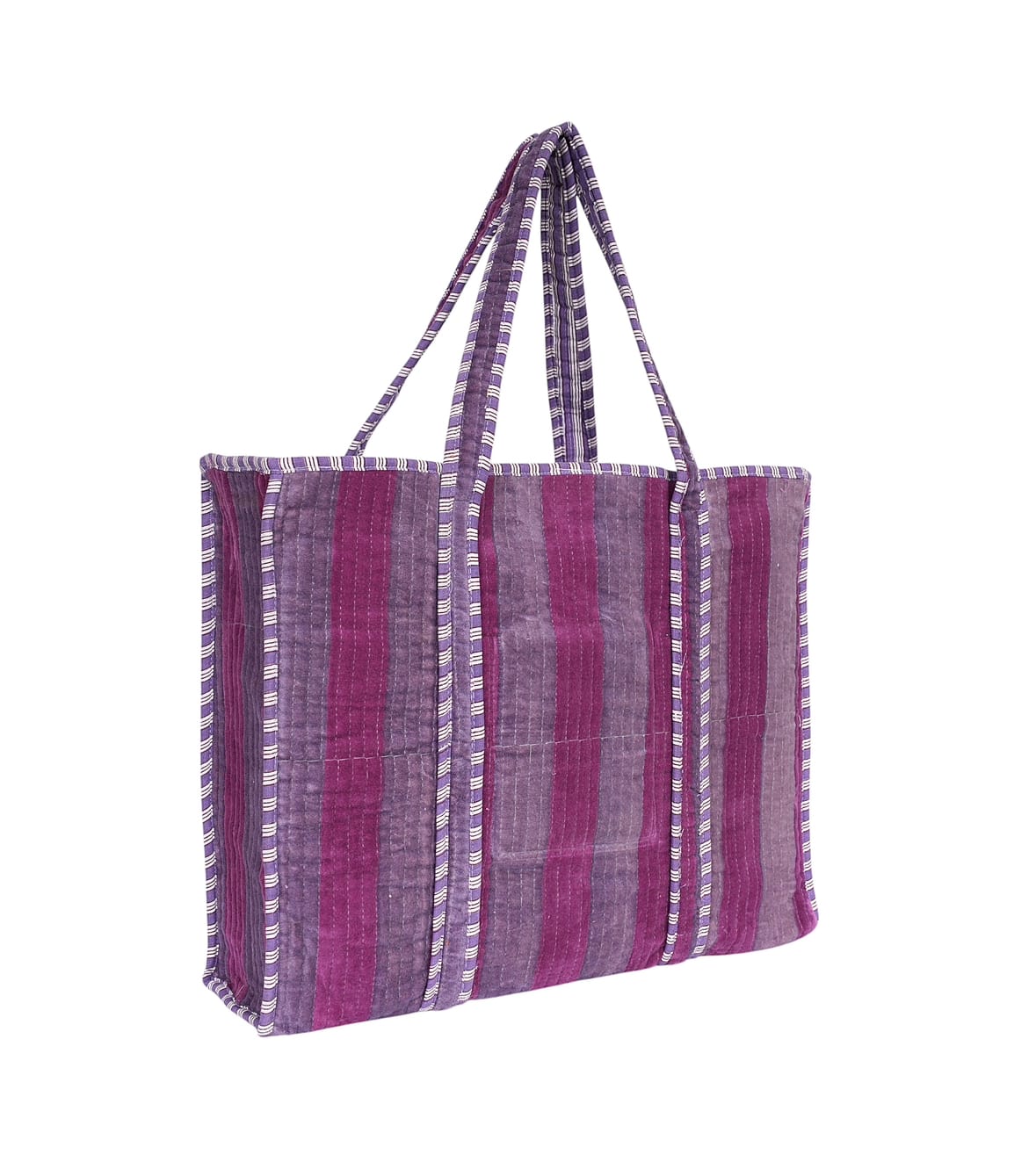 The Striped Velvet Tote — handmade quilted velvet tote bag, ethically made in Rajasthan, India