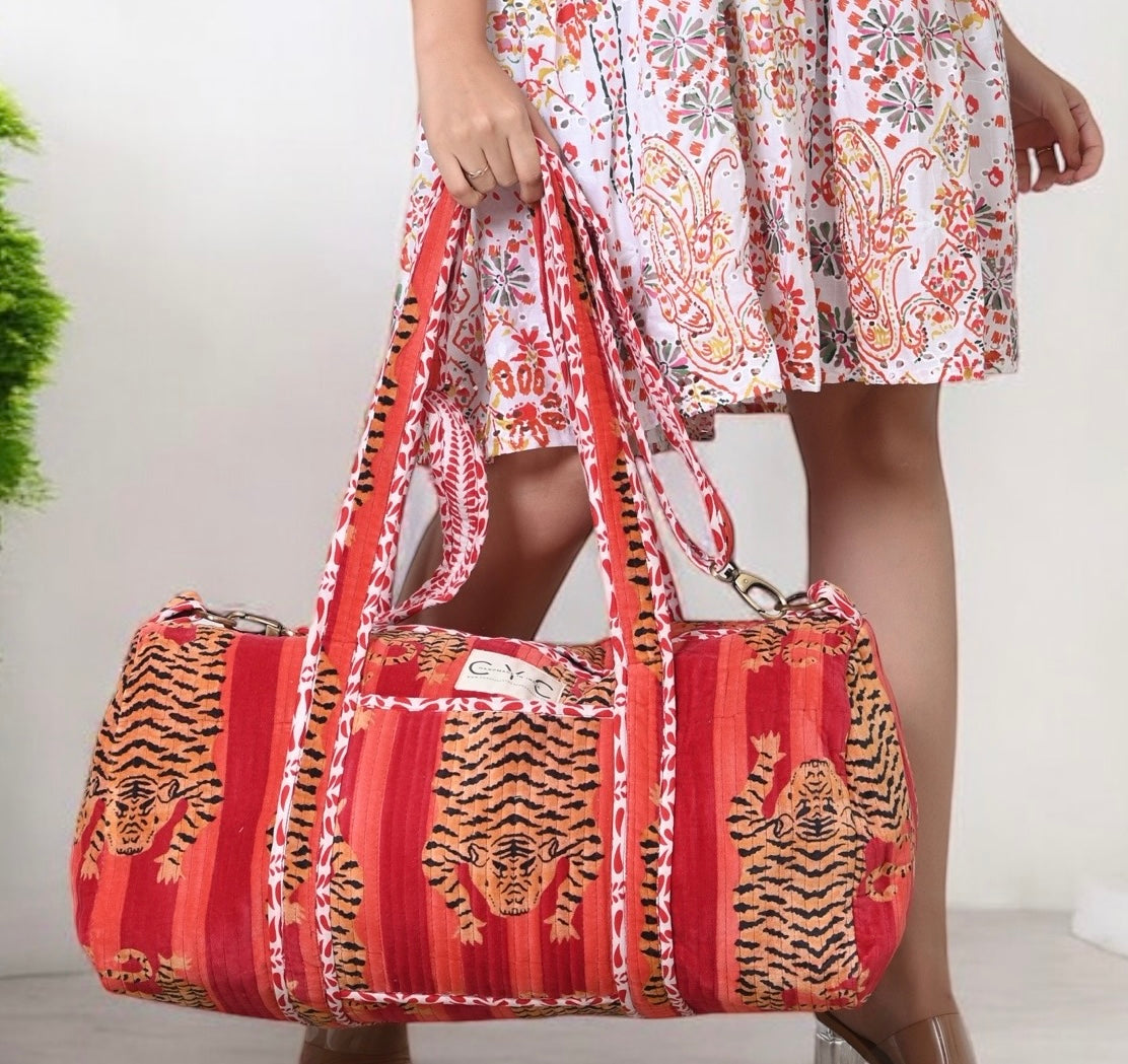 Tibetan Tiger Velvet Weekender Bag