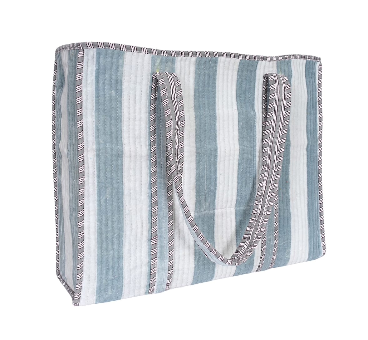 The Striped Velvet Tote — handmade quilted velvet tote bag, ethically made in Rajasthan, India