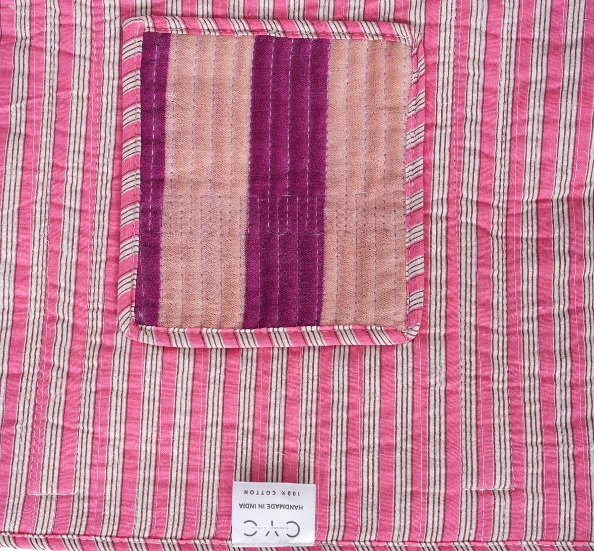 The Striped Velvet Tote — handmade quilted velvet tote bag, ethically made in Rajasthan, India