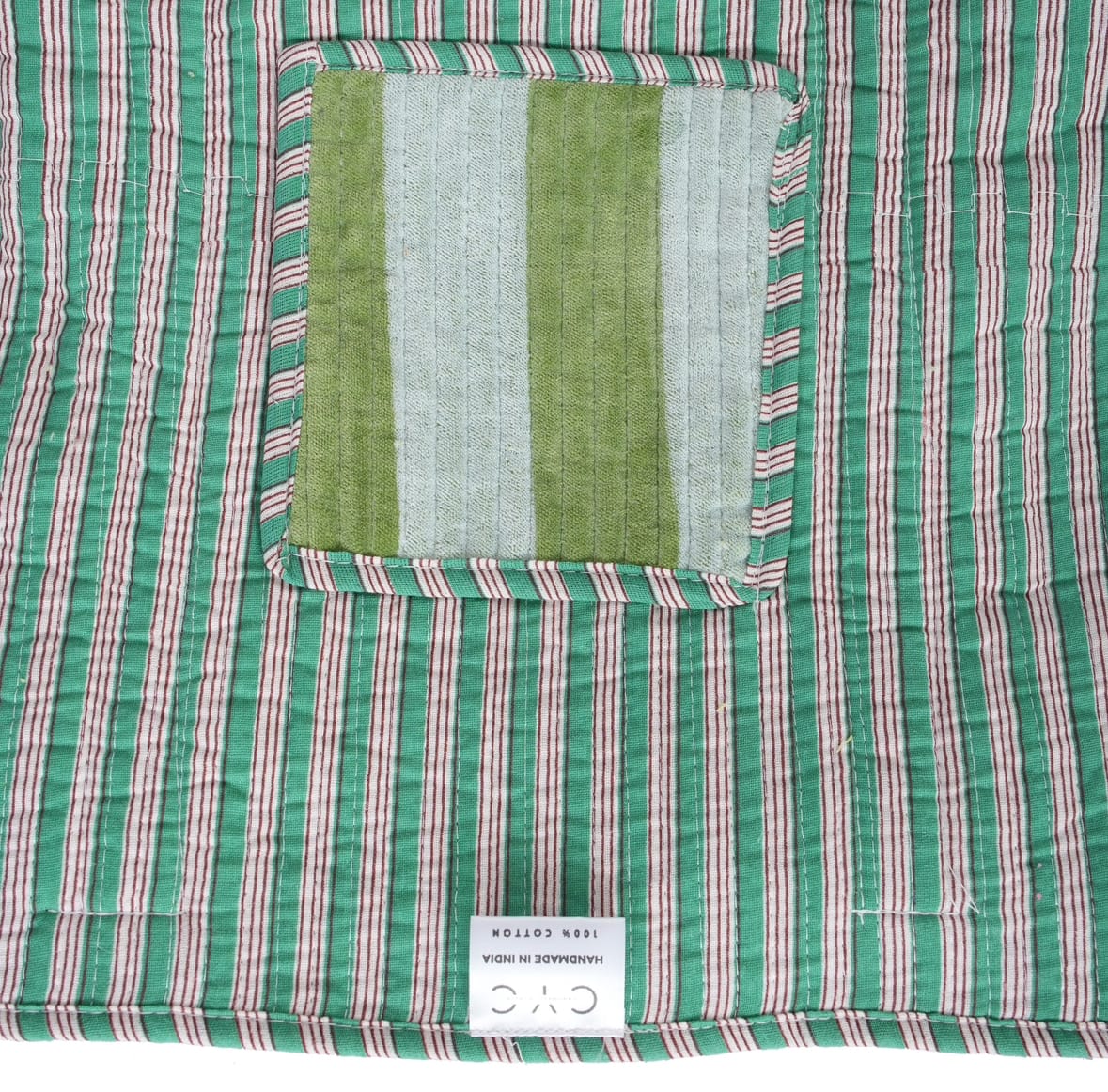 The Striped Velvet Tote — handmade quilted velvet tote bag, ethically made in Rajasthan, India