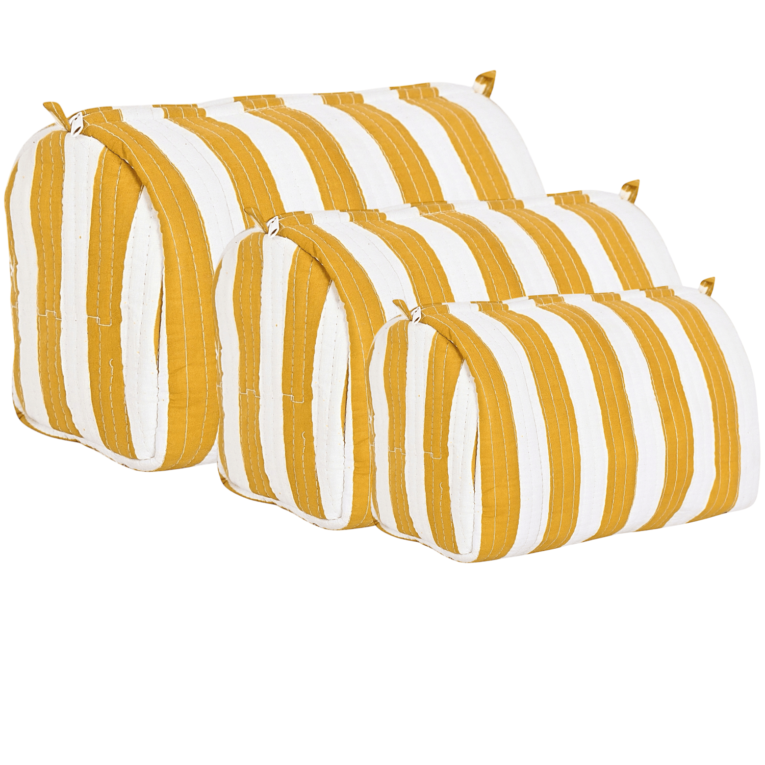 The Striped Travel Set — handmade hand block printed cotton travel pouch set, ethically made in Rajasthan, India