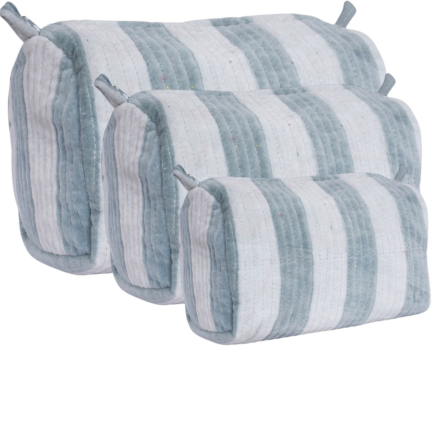 The Striped Velvet Travel Set — handmade quilted velvet travel pouch set, ethically made in Rajasthan, India
