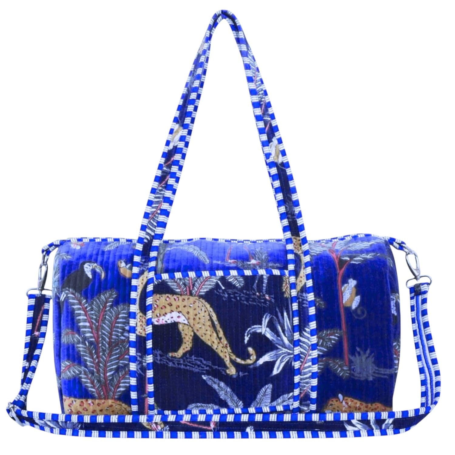 The Jungle Velvet Weekender — handmade quilted velvet weekender bag, ethically made in Rajasthan, India