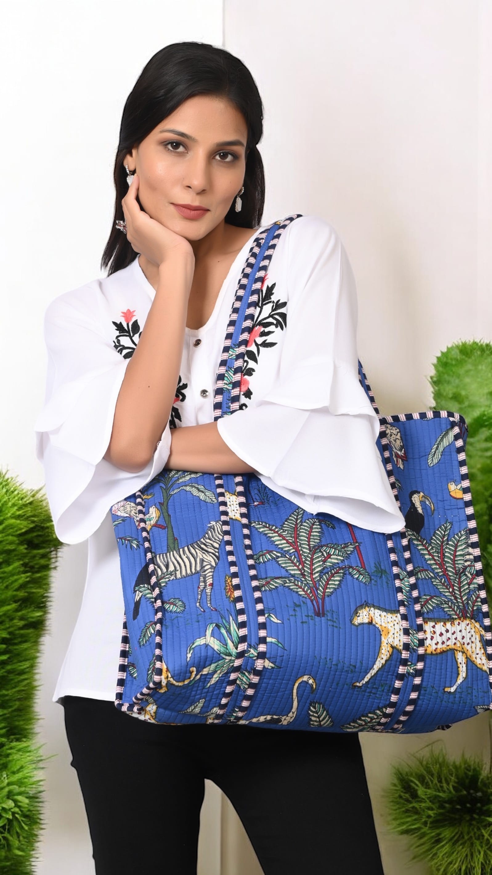 The Jungle Tote — handmade hand block printed cotton tote bag, ethically made in Rajasthan, India