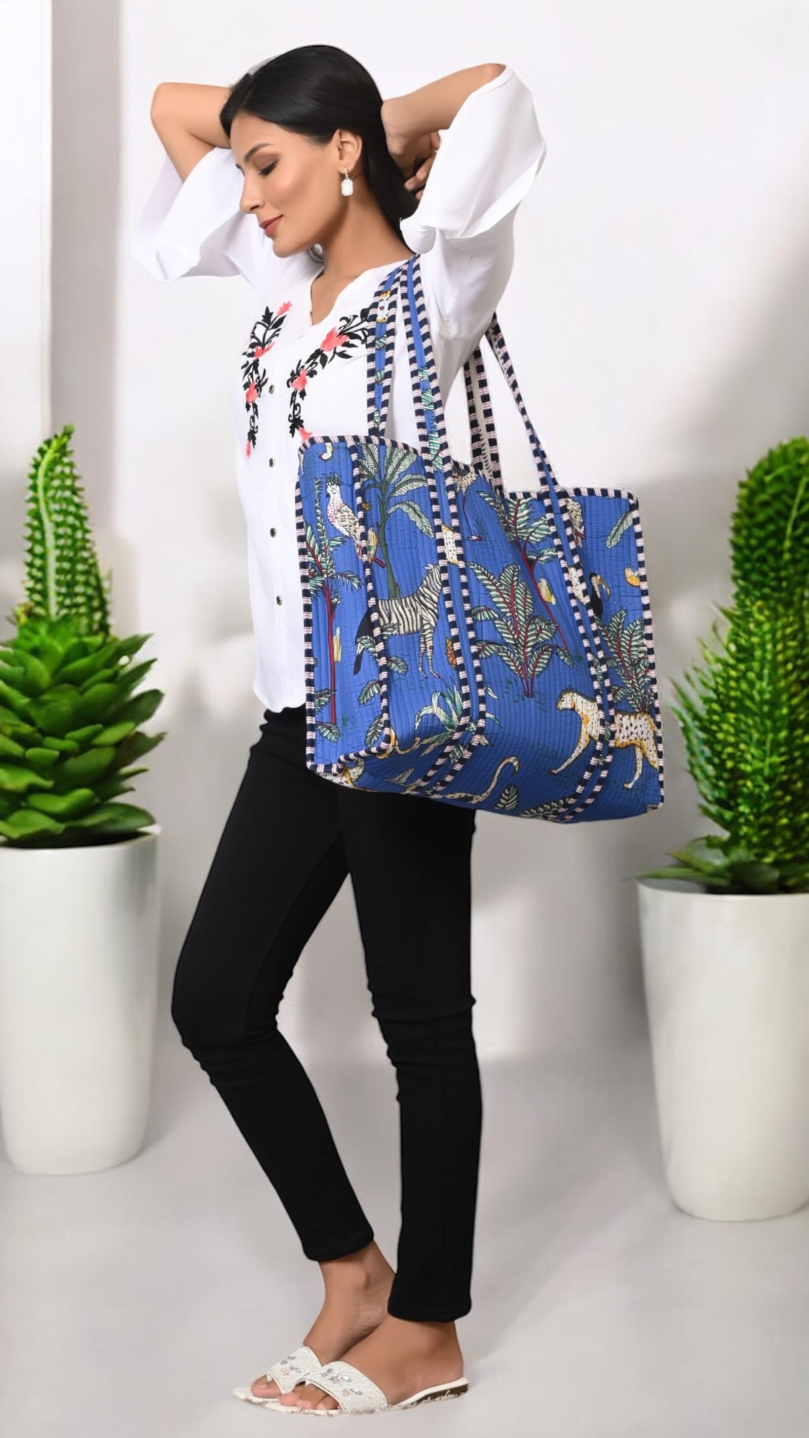 The Jungle Tote — handmade hand block printed cotton tote bag, ethically made in Rajasthan, India