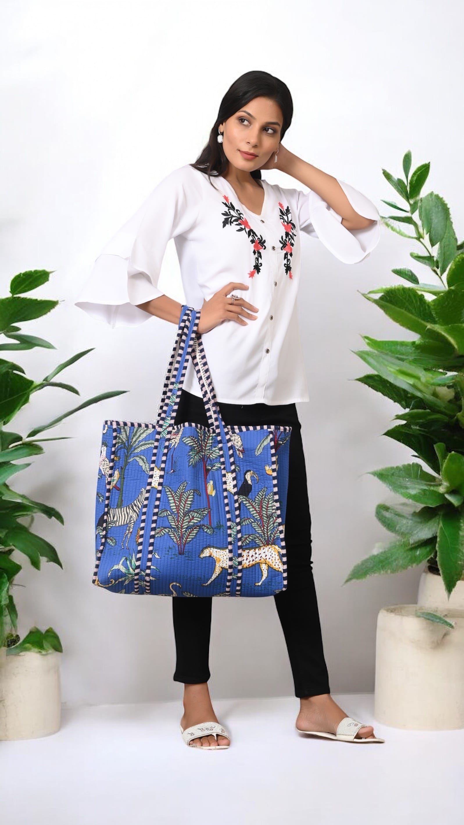 The Jungle Tote — handmade hand block printed cotton tote bag, ethically made in Rajasthan, India