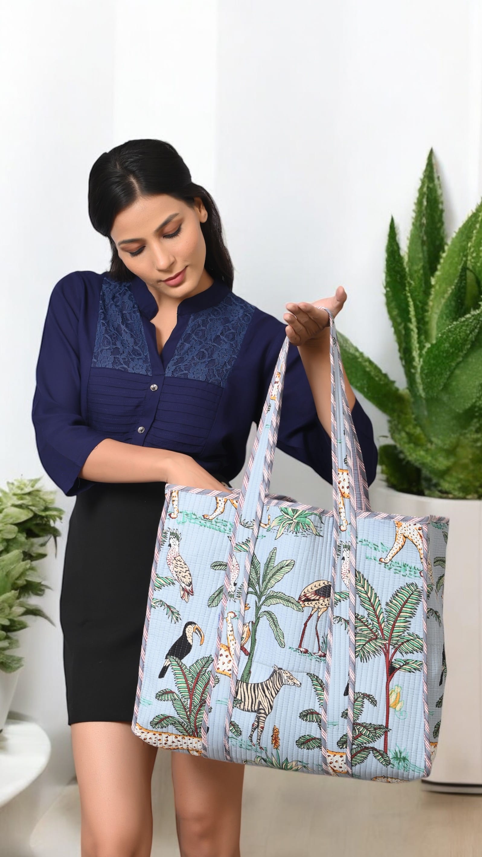 The Jungle Tote — handmade hand block printed cotton tote bag, ethically made in Rajasthan, India