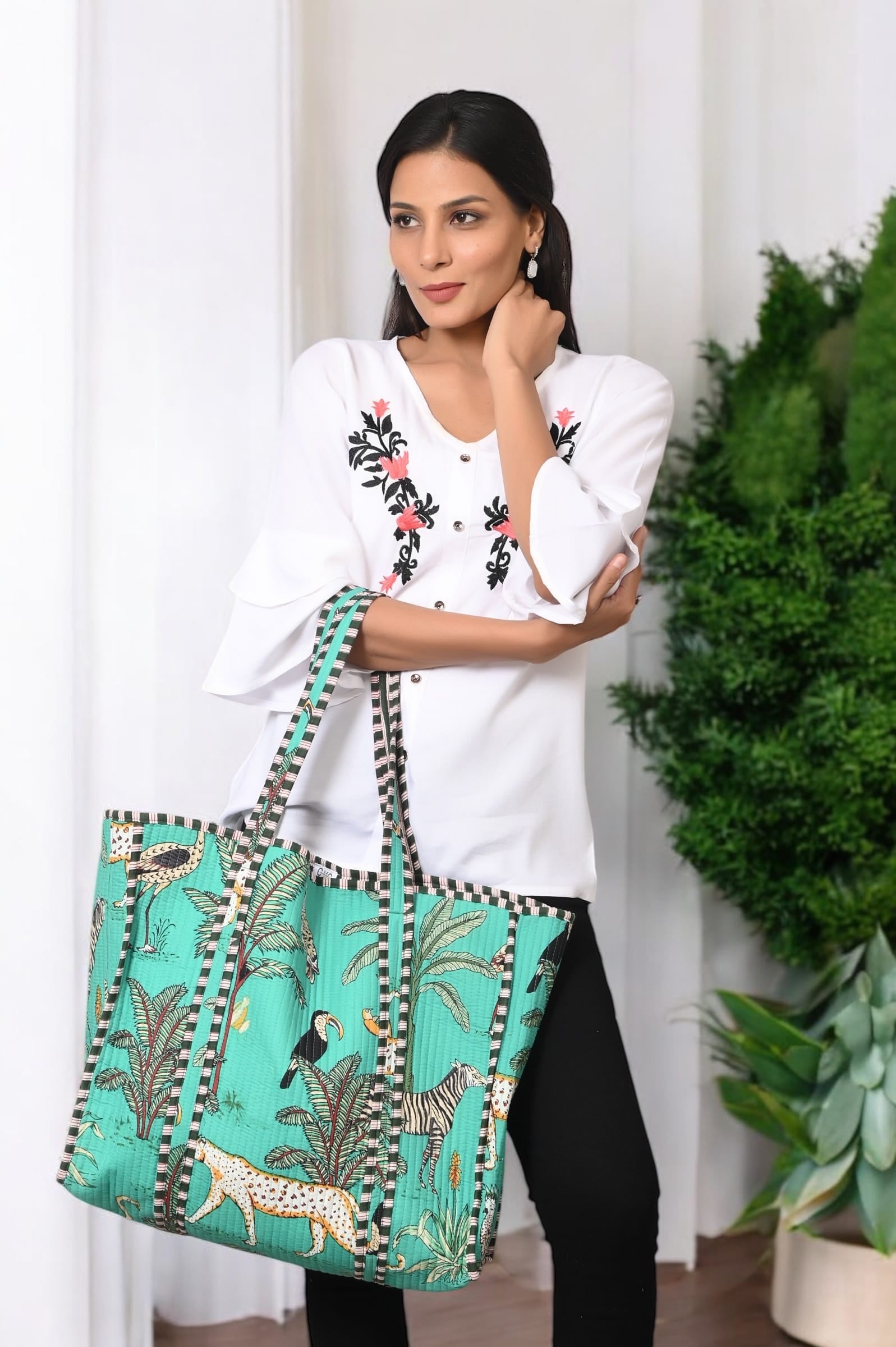 The Jungle Tote — handmade hand block printed cotton tote bag, ethically made in Rajasthan, India
