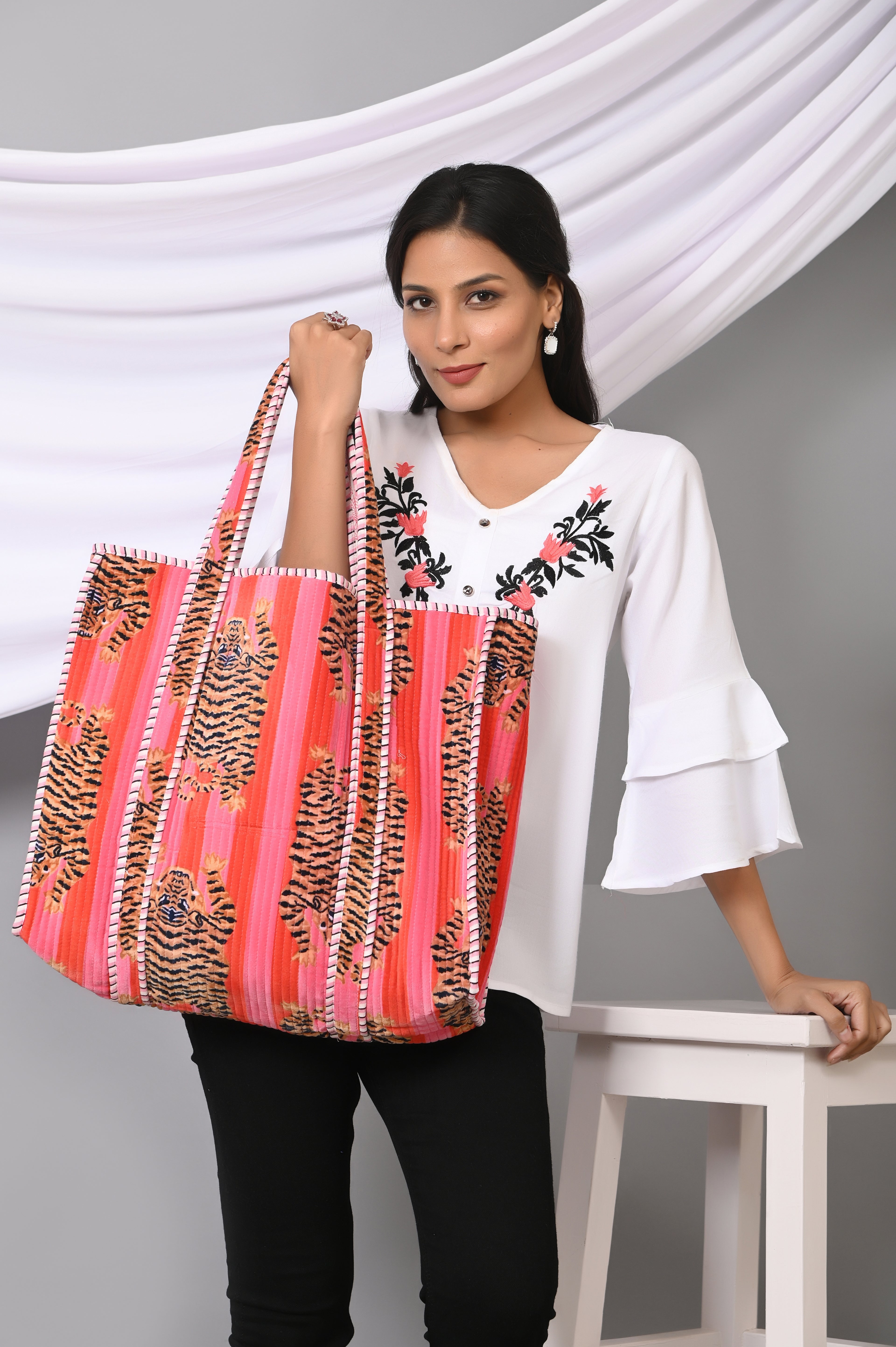 The Tibetan Tiger Tote in Velvet