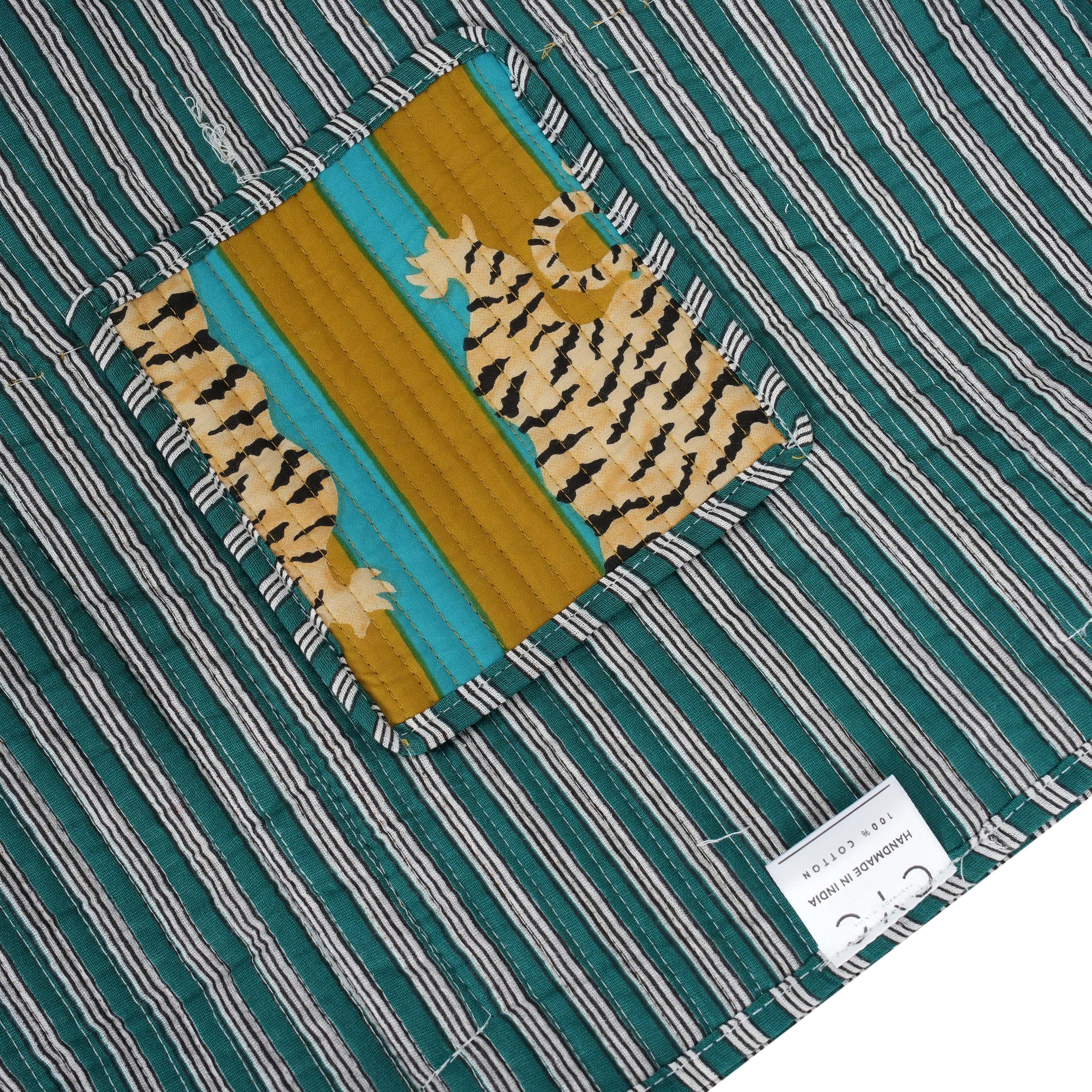 The Tibetan Tiger Tote — handmade hand block printed cotton tote bag, ethically made in Rajasthan, India