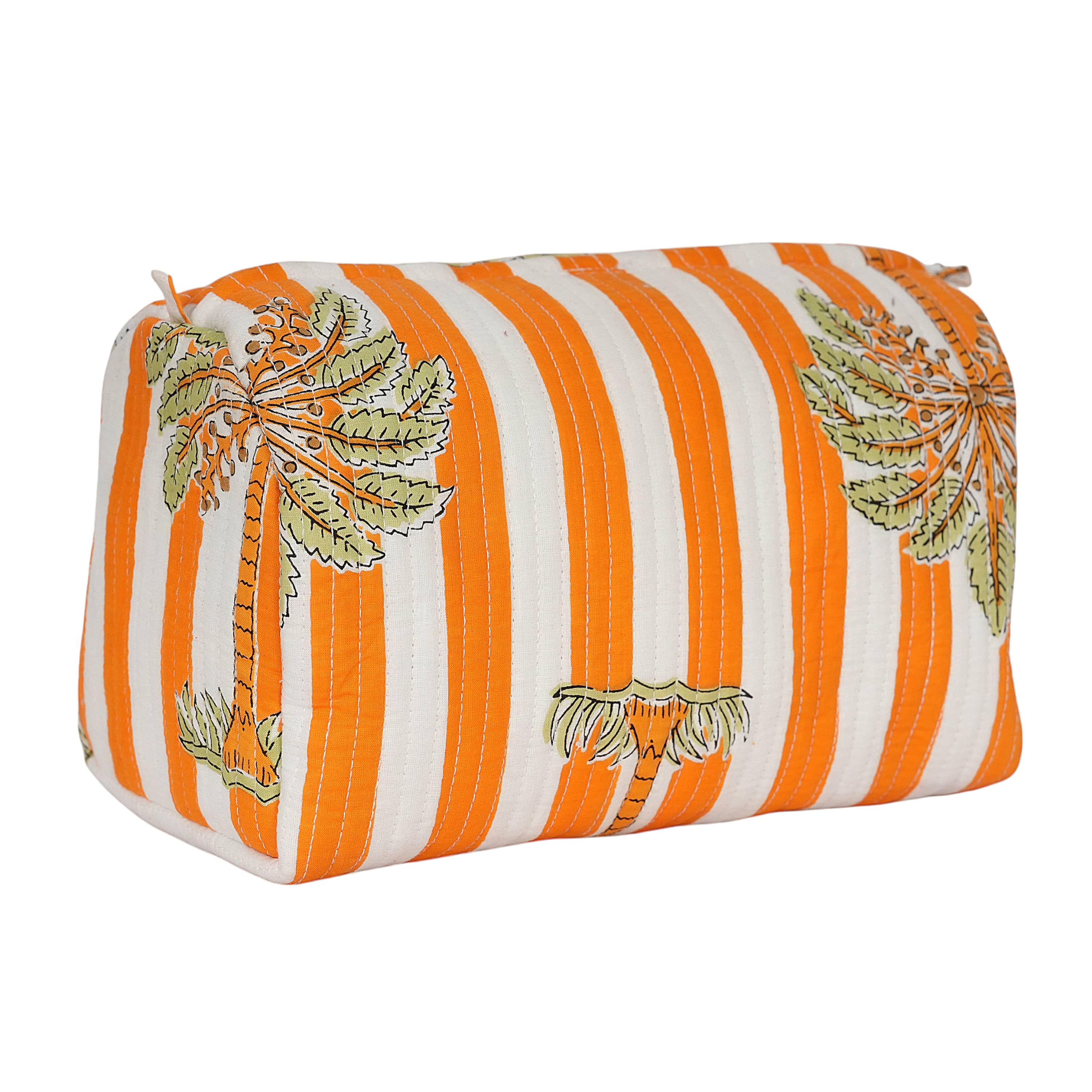 The Palm Tree Travel Set — handmade hand block printed cotton travel pouch set, ethically made in Rajasthan, India