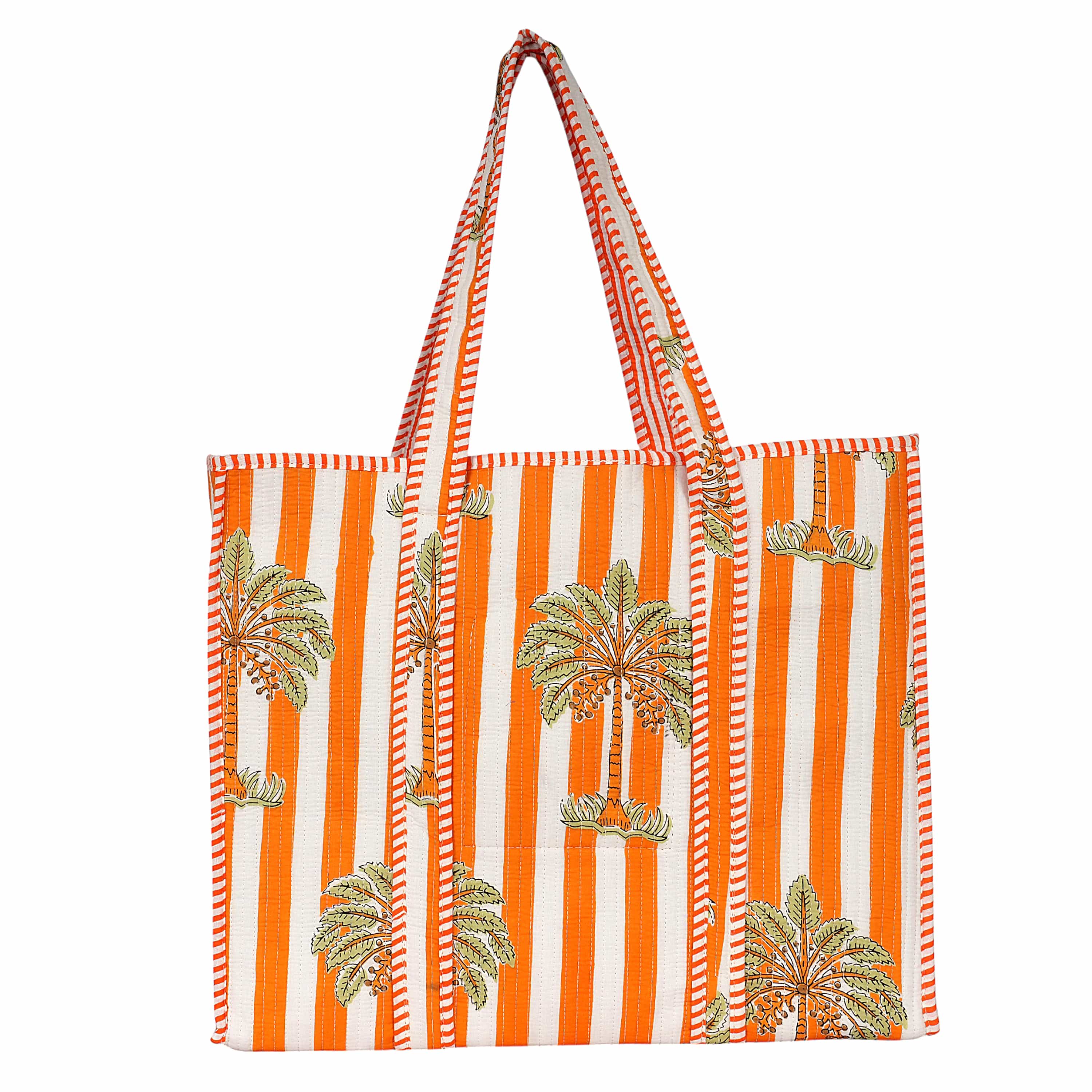 The Palm Tree Tote — handmade hand block printed cotton tote bag, ethically made in Rajasthan, India