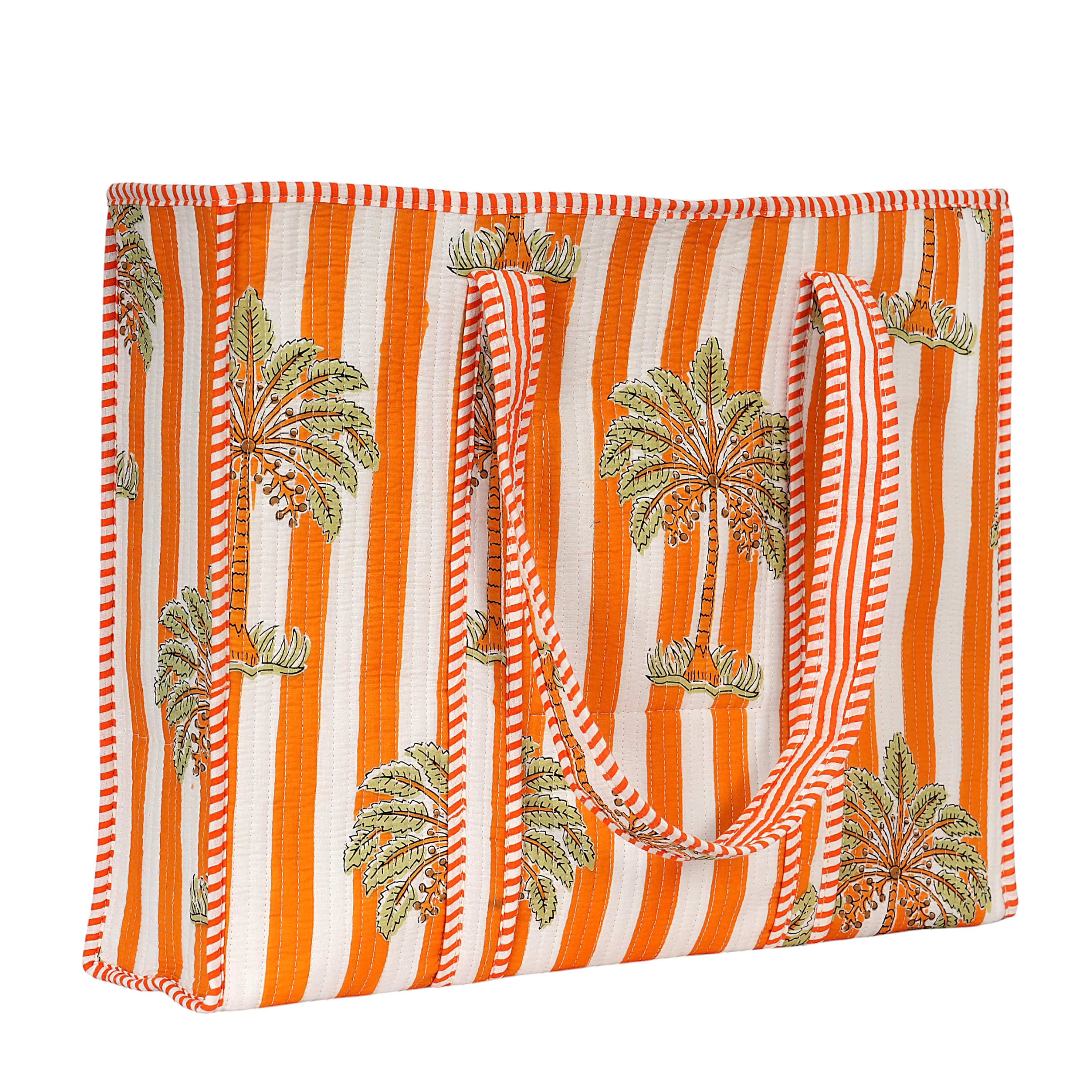 The Palm Tree Tote — handmade hand block printed cotton tote bag, ethically made in Rajasthan, India