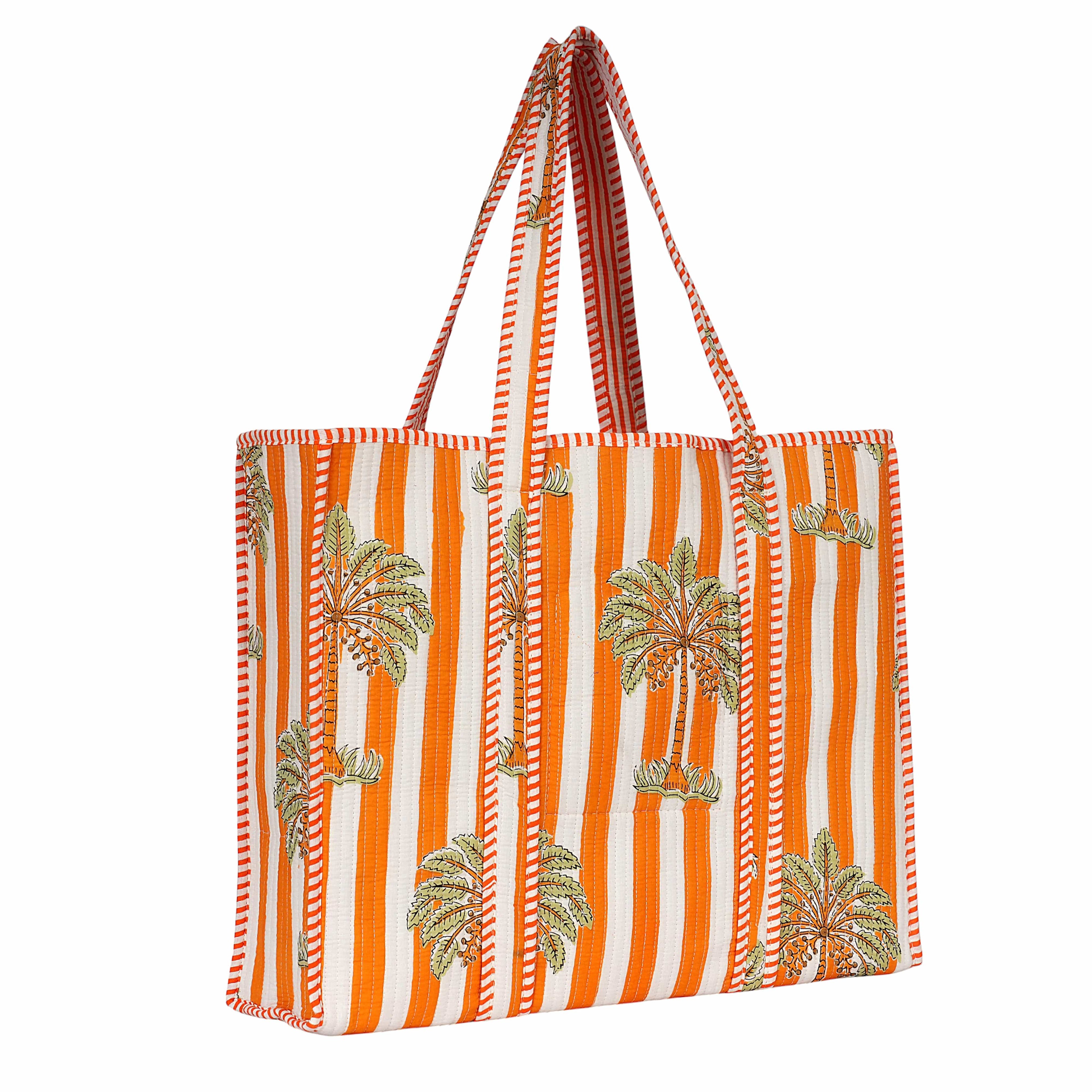 The Palm Tree Tote — handmade hand block printed cotton tote bag, ethically made in Rajasthan, India