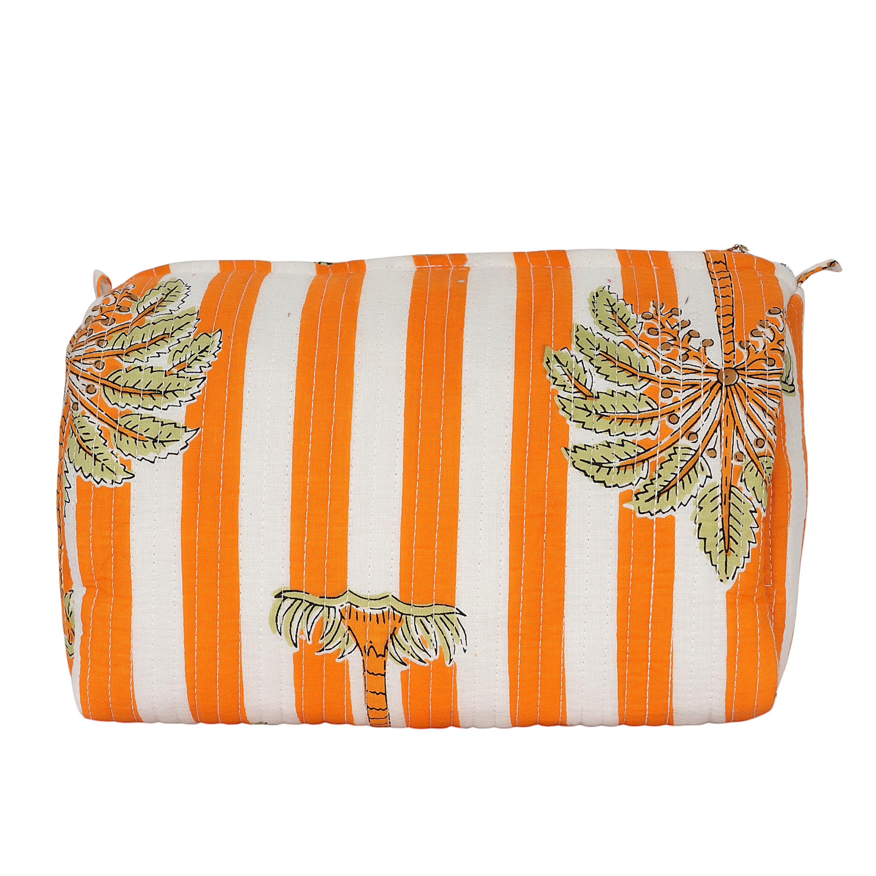The Palm Tree Travel Set — handmade hand block printed cotton travel pouch set, ethically made in Rajasthan, India